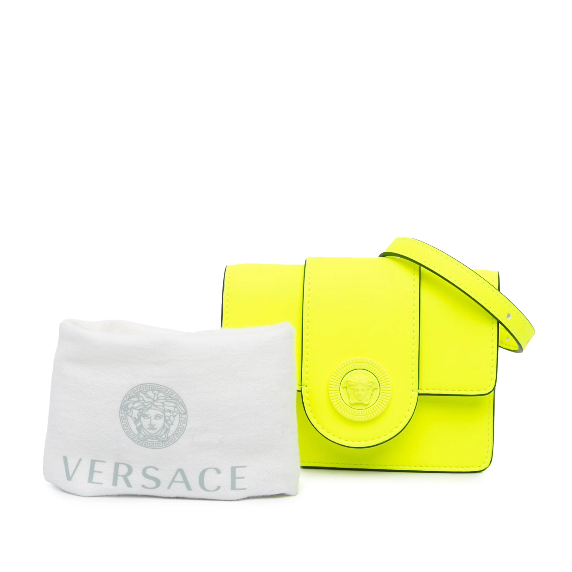 Versace | Pre-Owned Leather La Medusa Crossbody | Yellow/Neon Yellow - Image 2