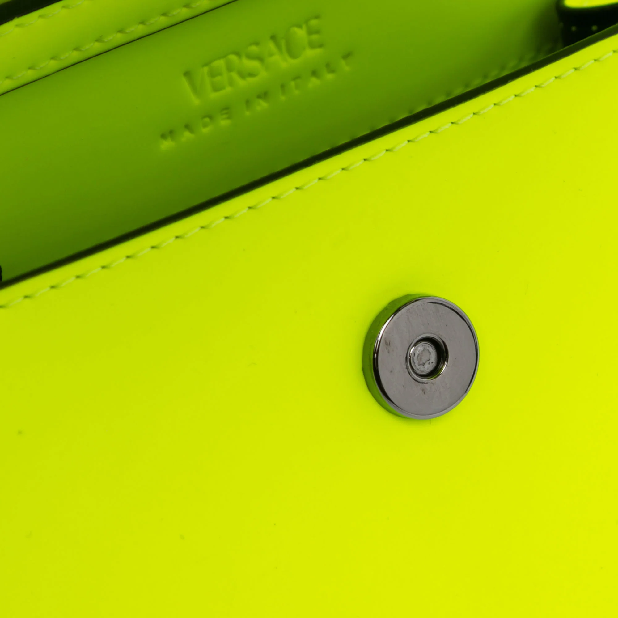 Versace | Pre-Owned Leather La Medusa Crossbody | Yellow/Neon Yellow - Image 6