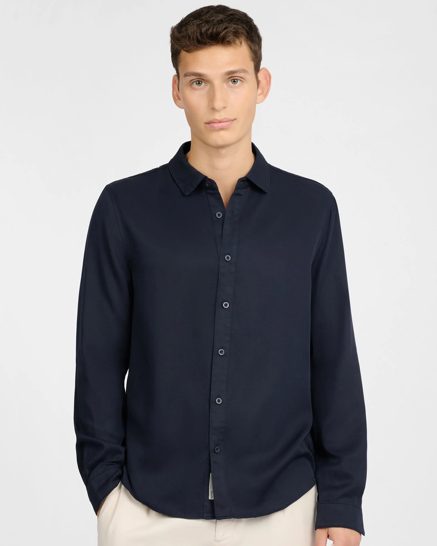 Mens | Lyocell Long Sleeve Shirt | Midnight - Image 3
