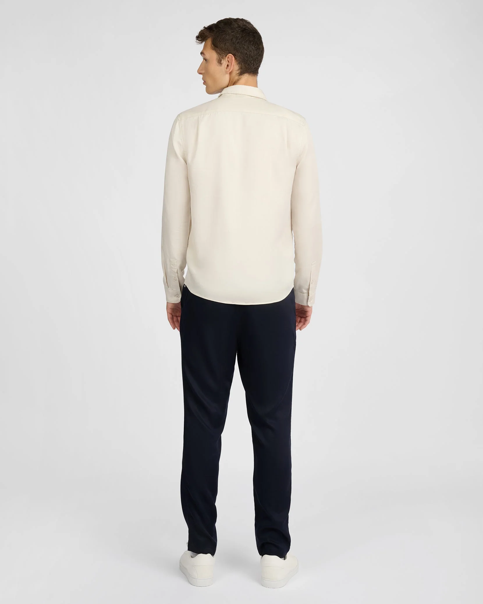 Mens | Lyocell Long Sleeve Shirt | Stone - Image 5