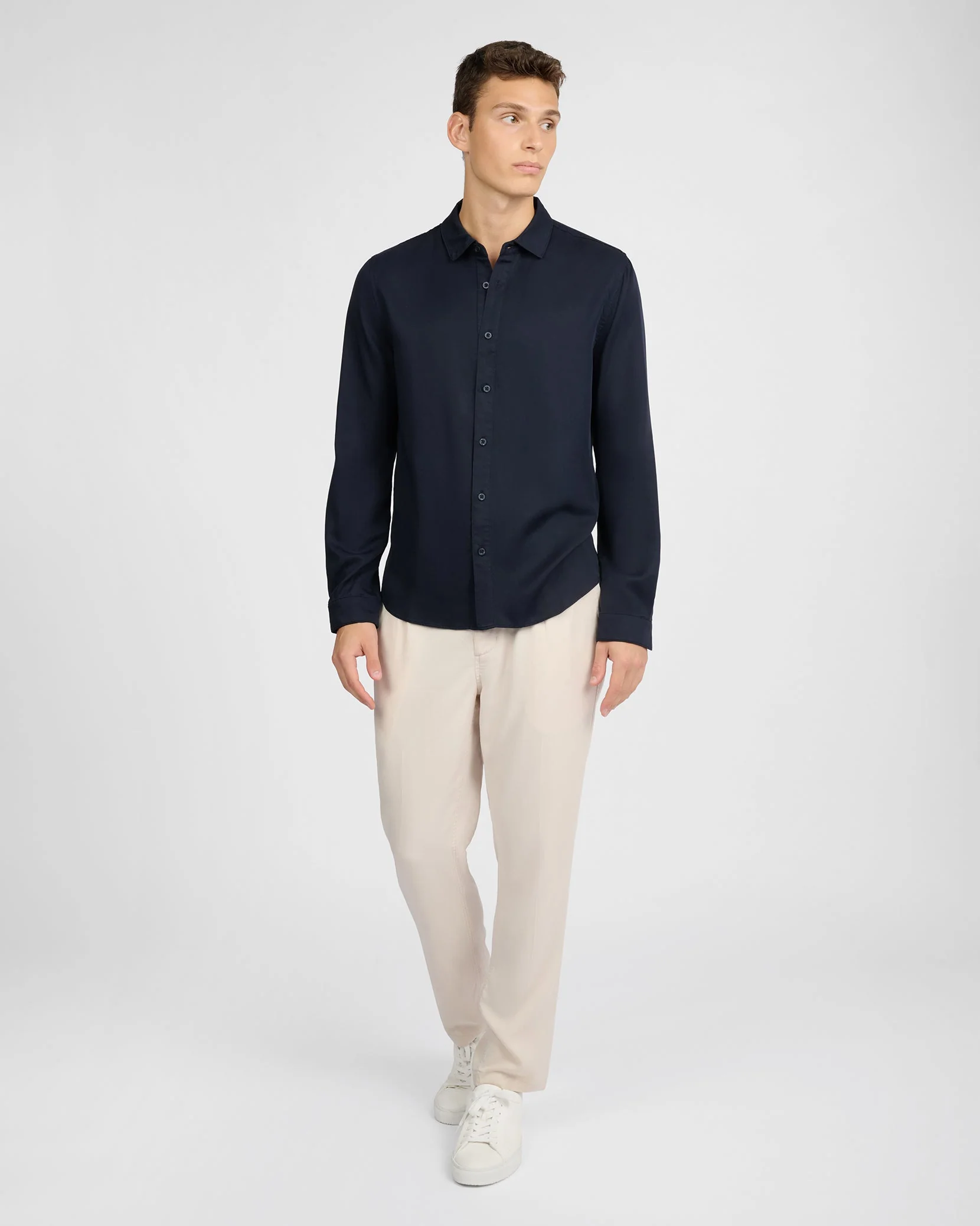 Mens | Lyocell Tapered Trouser | Stone - Image 4