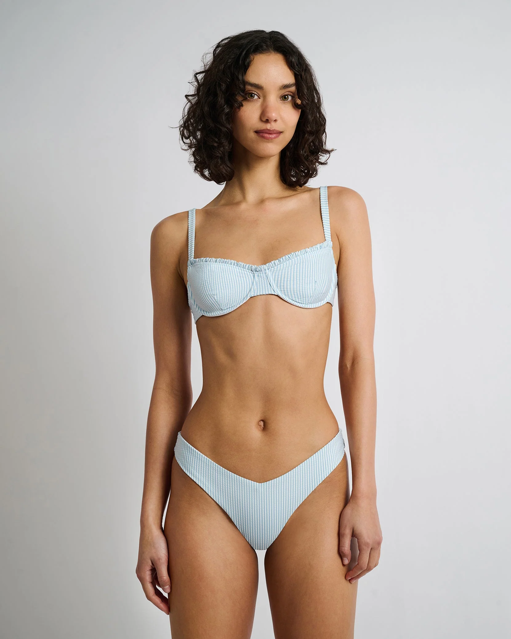 Womens | Marilyn Bikini Top | Pale Blue/White