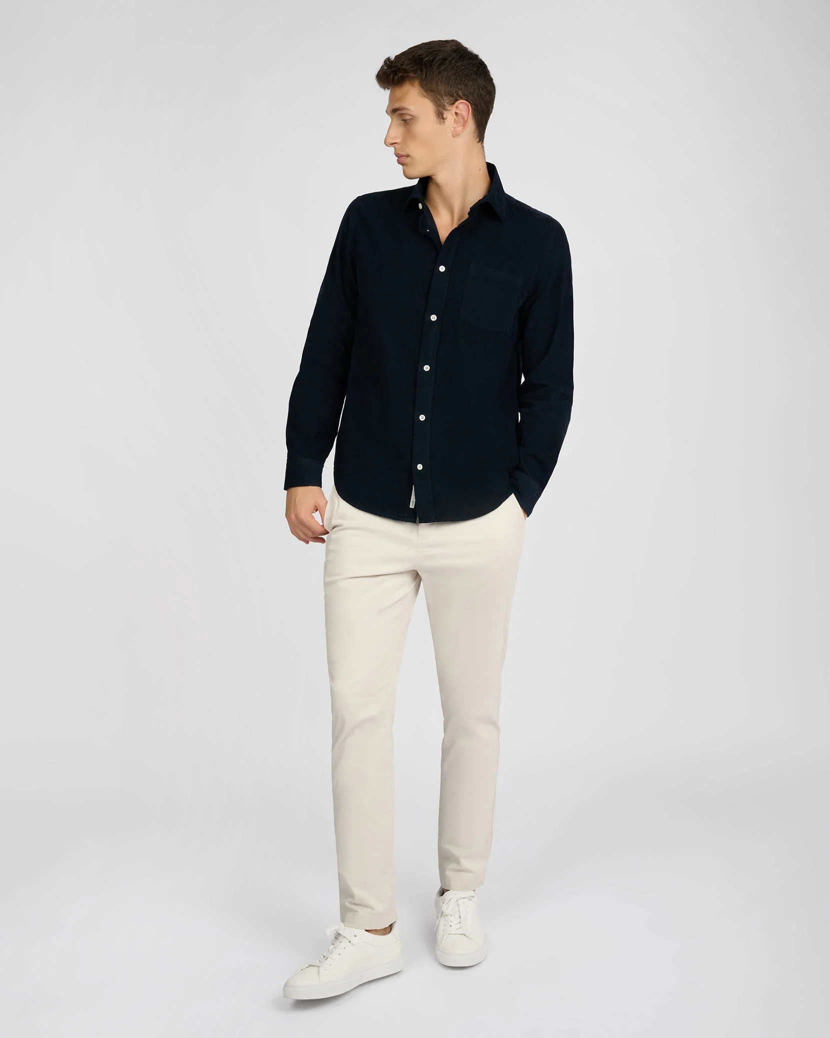 Mens | Micro Cord Long Sleeve Button Down Shirt | Midnight - Image 5