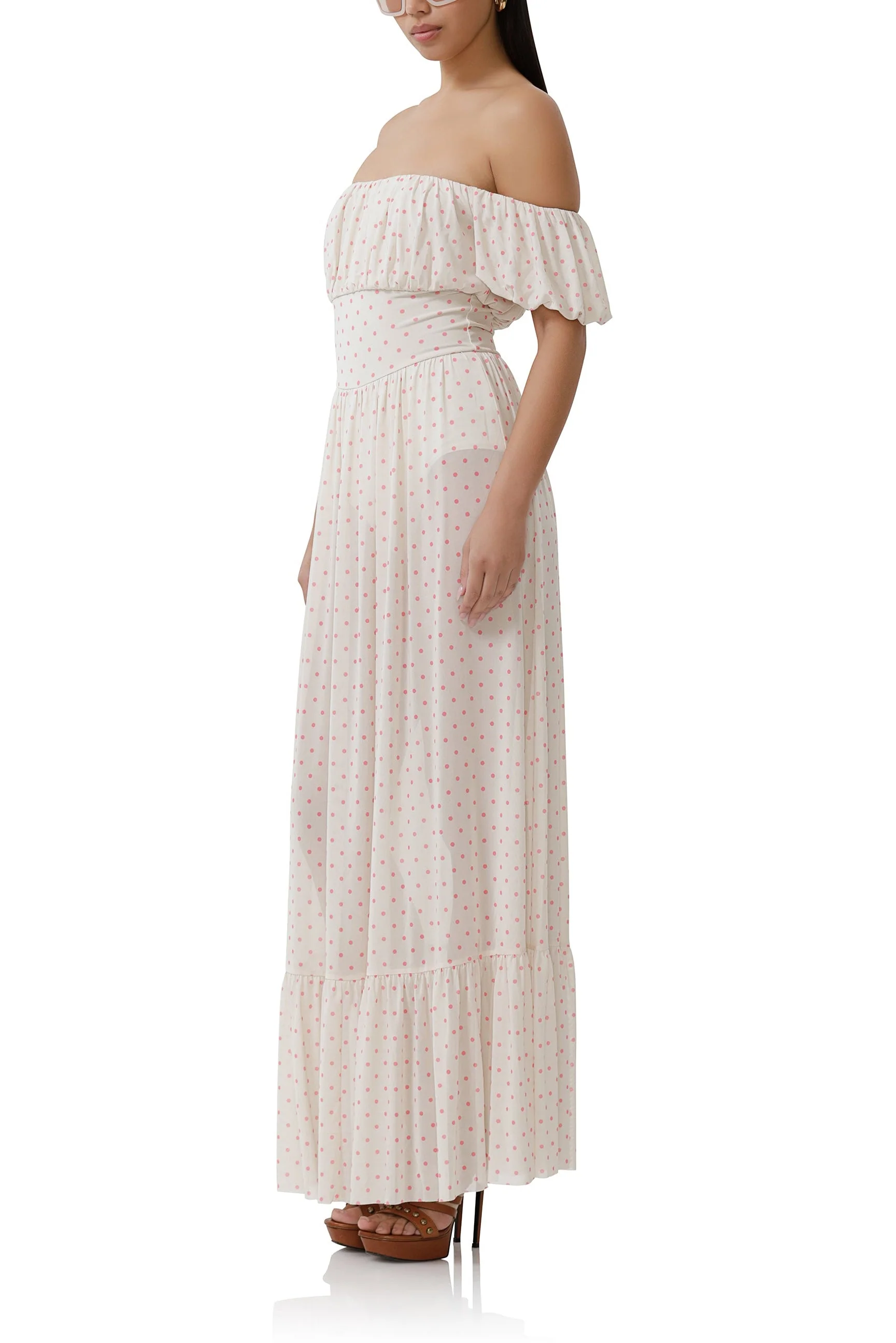 Moreno Dress | Coral Micro Dot - Image 2