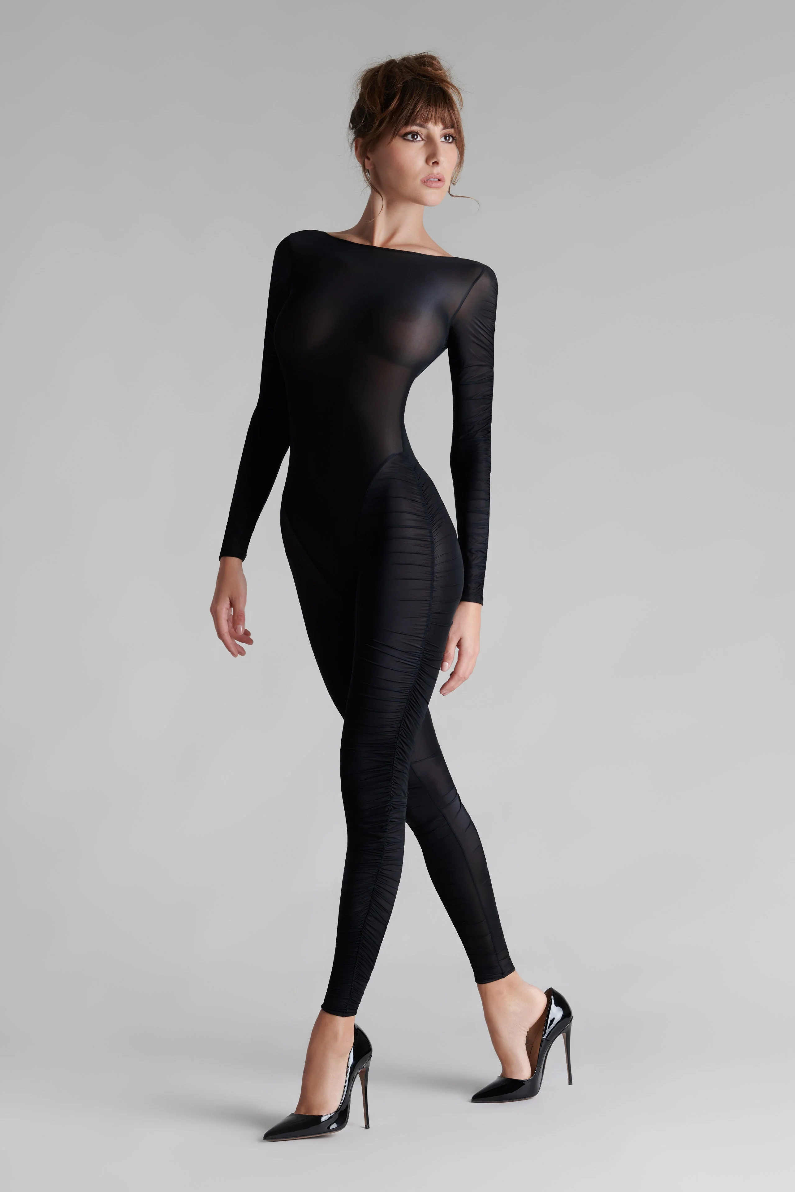 Naked back long sleeves Jumpsuit - Nuit Fauve | Tawny - Image 2