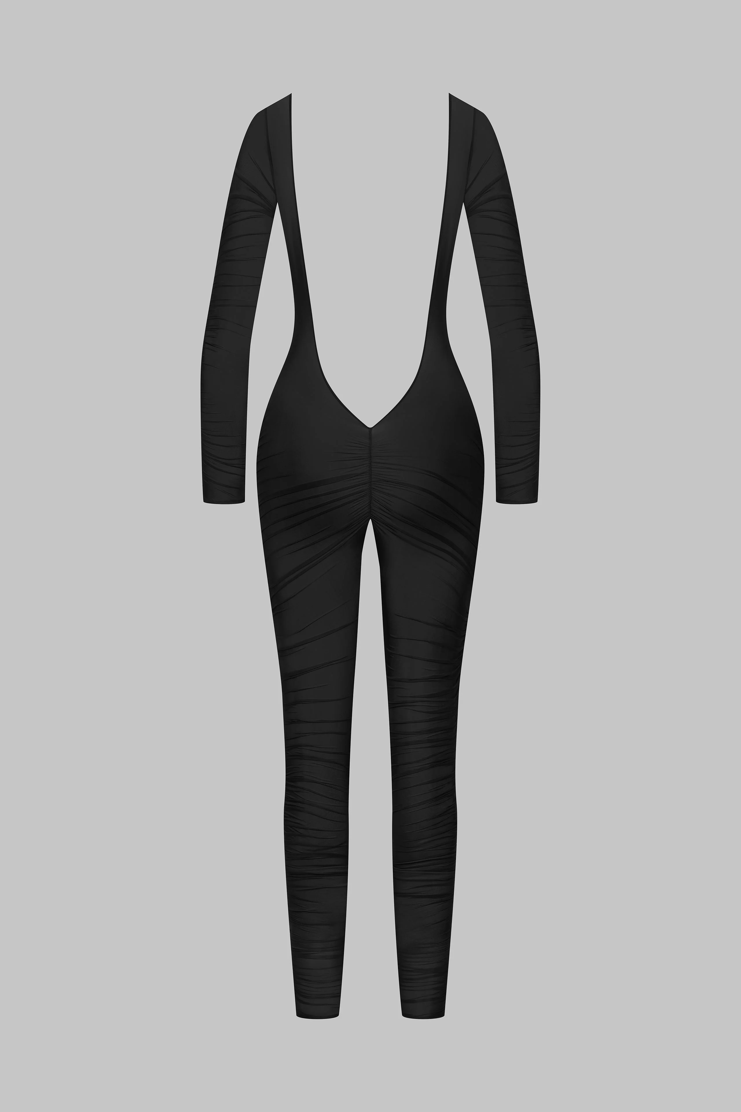 Naked back long sleeves Jumpsuit - Nuit Fauve | Tawny - Image 5