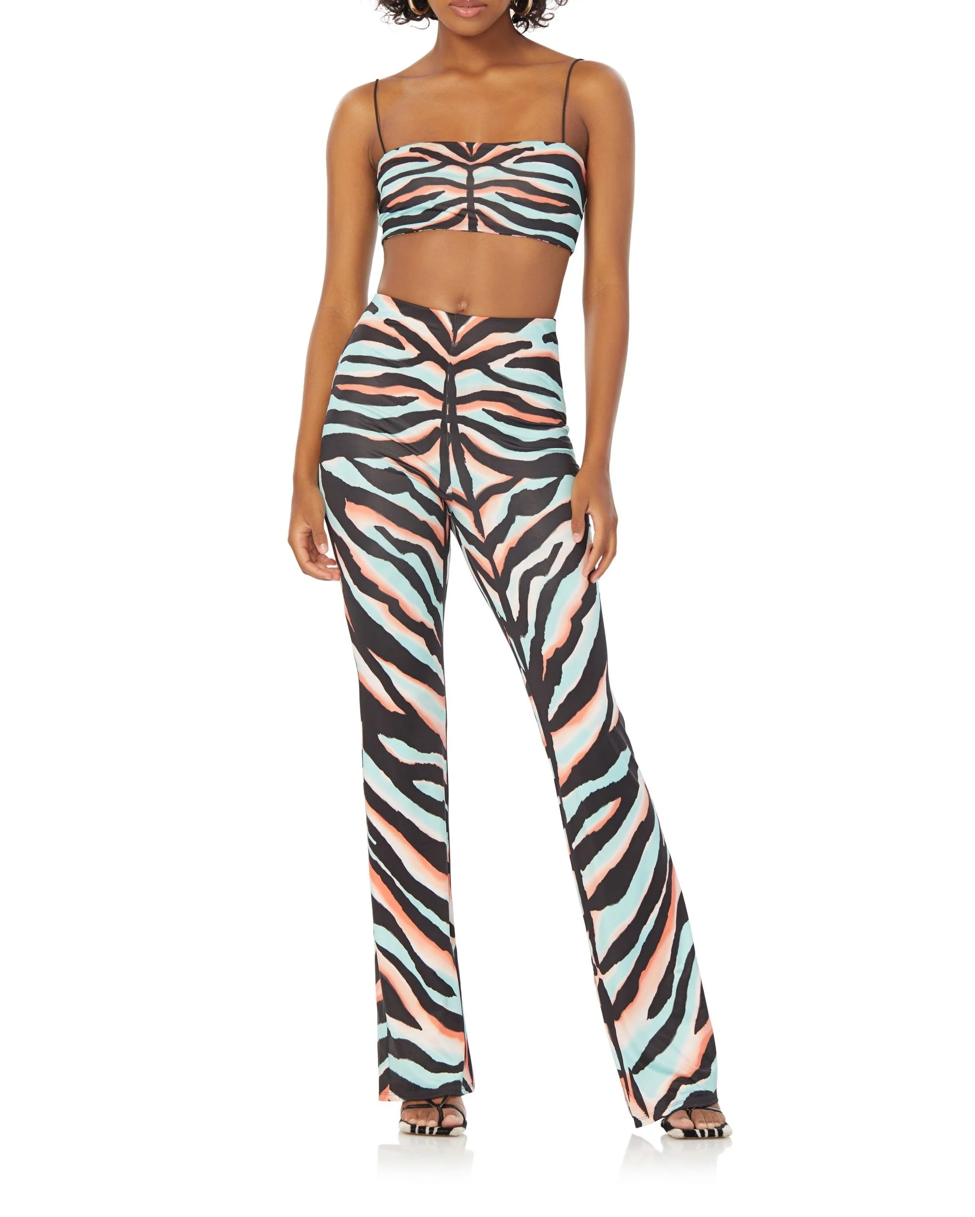 Penny Bandeau Top | Teal Zebra Placement/Noir Garden - Image 3