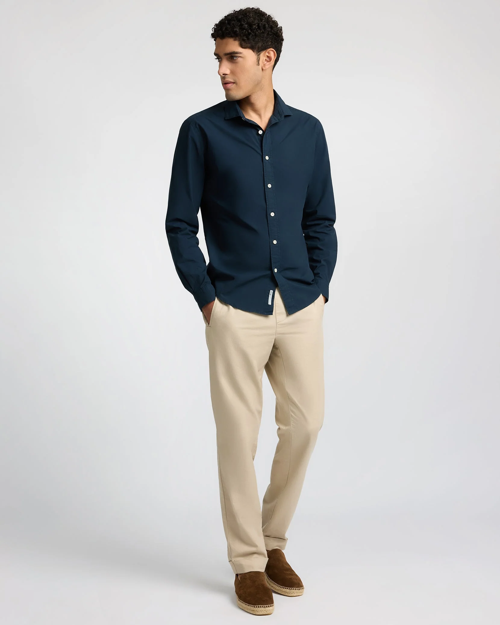 Mens | Poplin Long Sleeve Button Down Shirt | Midnight - Image 6