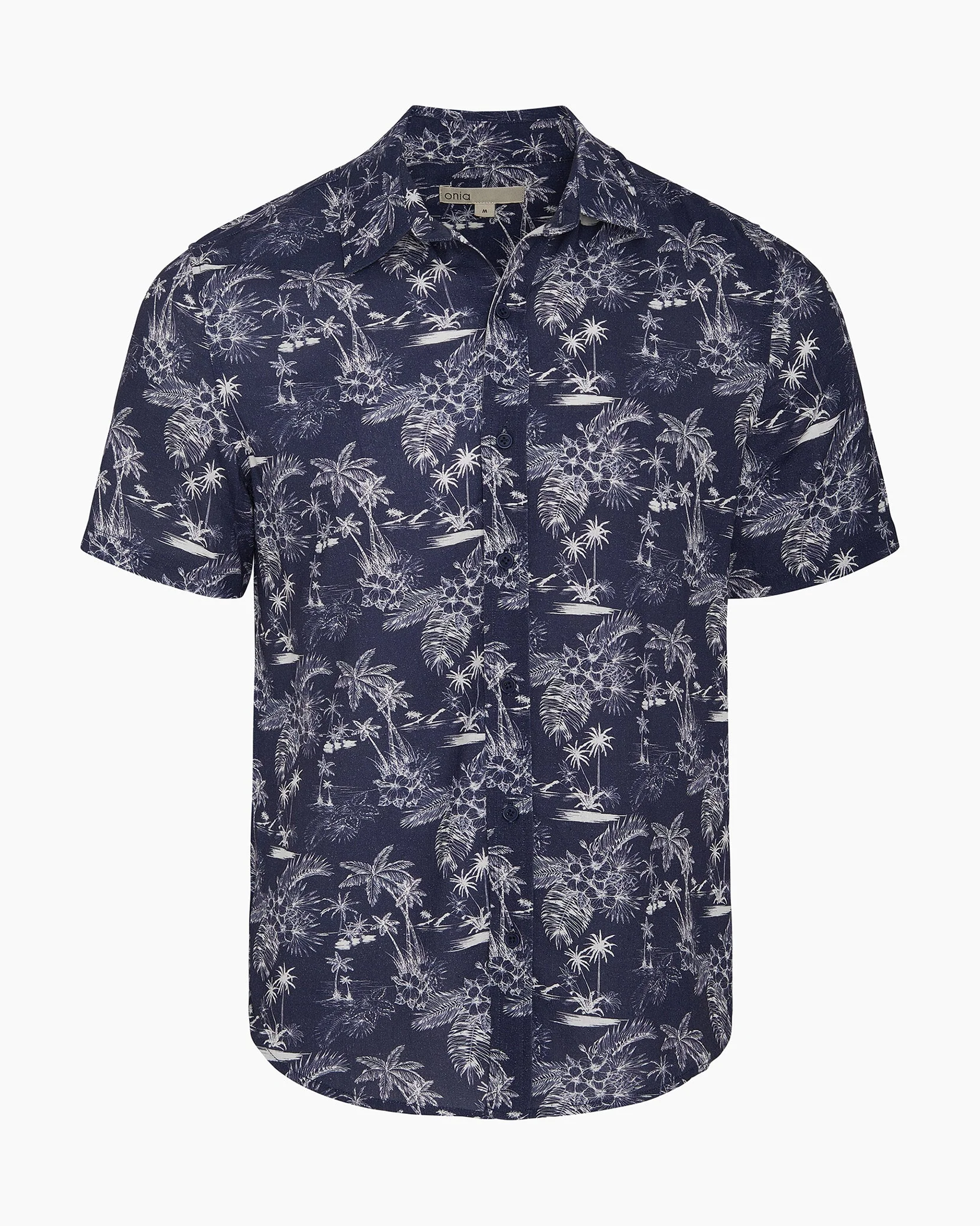 Mens | Printed Linen Short Sleeve Shirt | Vintage Indigo