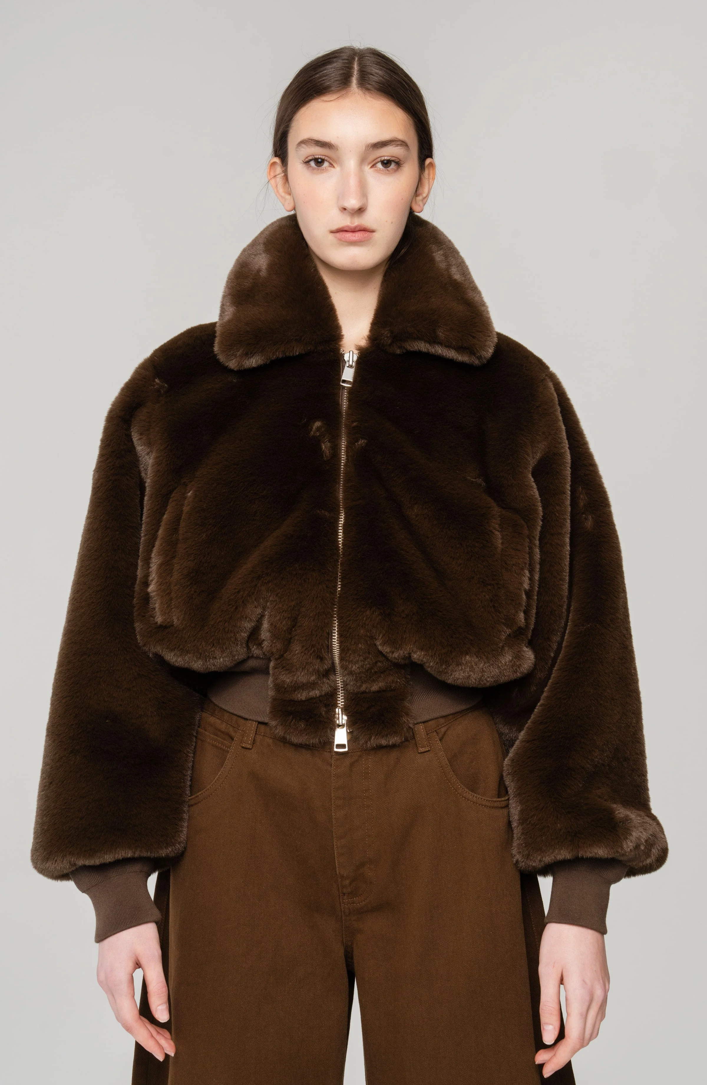 Clemence Faux Fur Jacket | Brown
