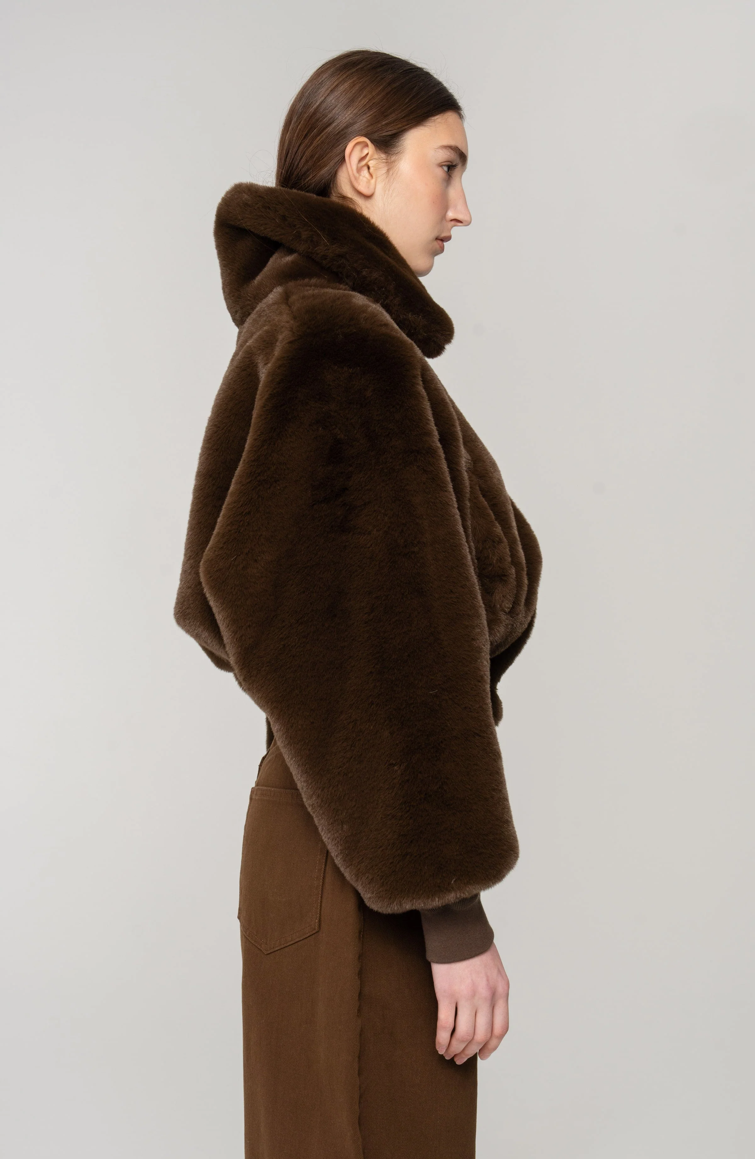 Clemence Faux Fur Jacket | Brown - Image 2