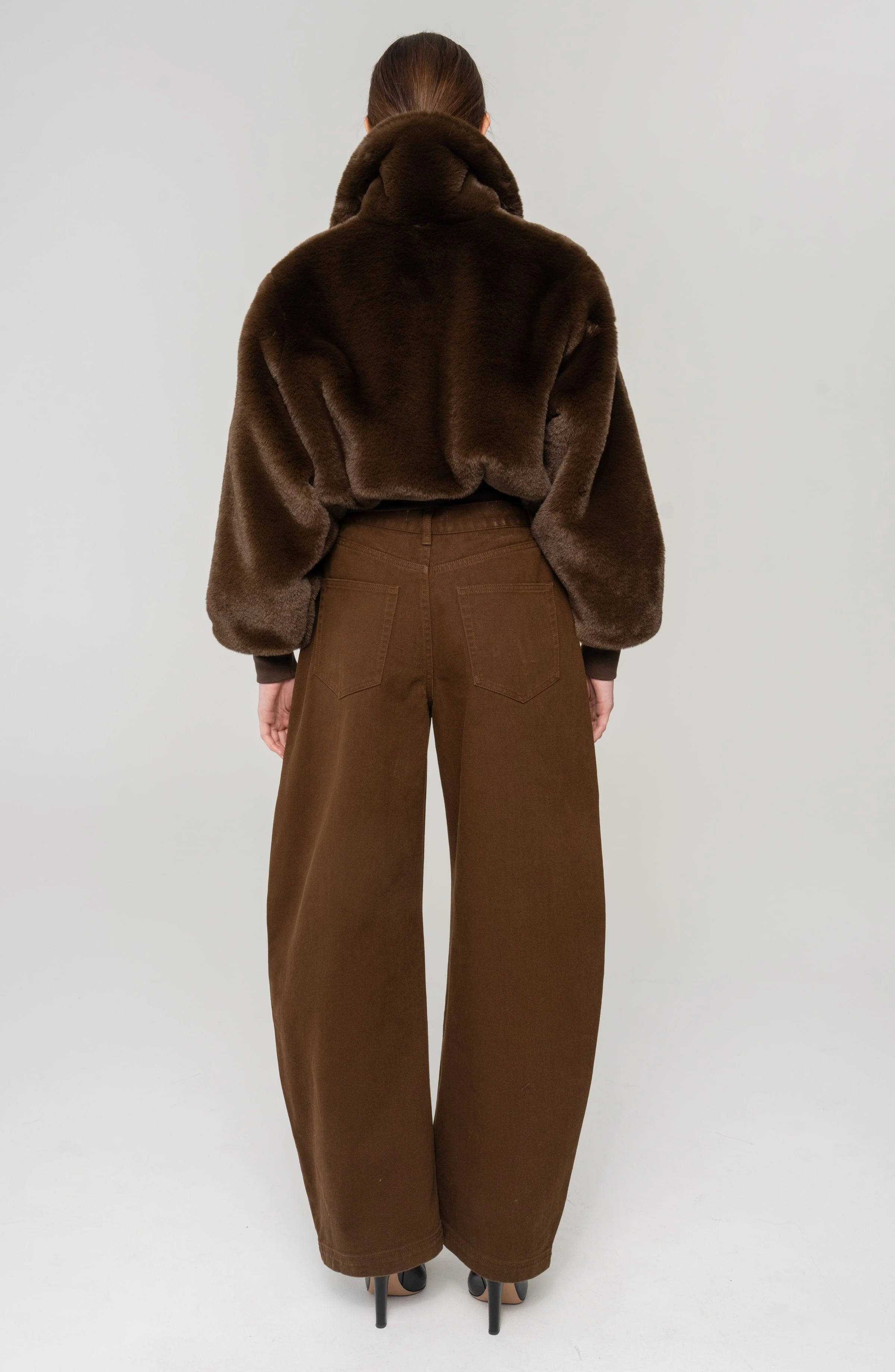 Clemence Faux Fur Jacket | Brown - Image 3