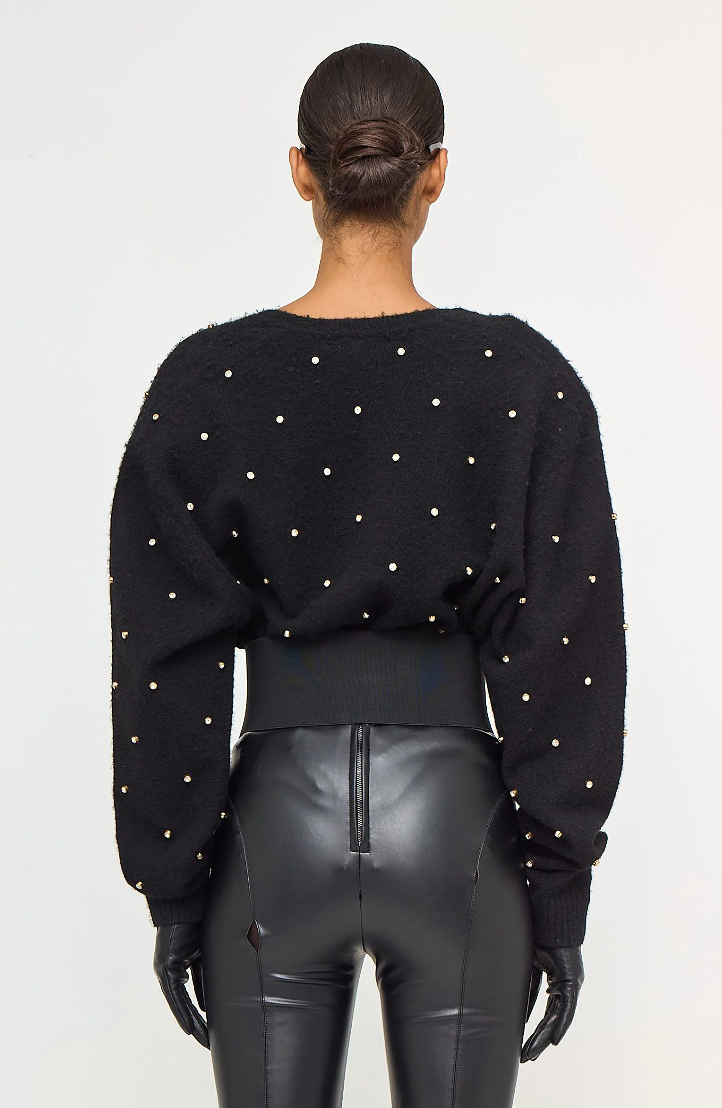 Corin Crystal Knit V-Neck | Black - Image 2