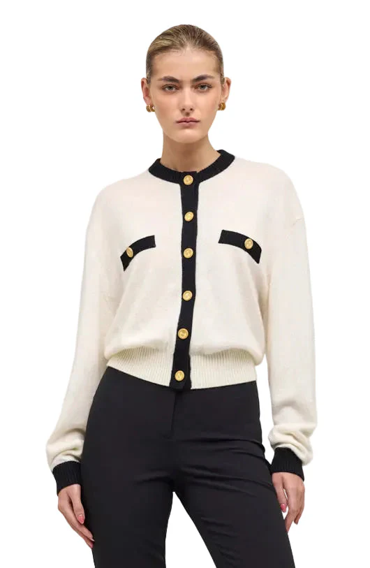 Gemma Cardigan | White/Black