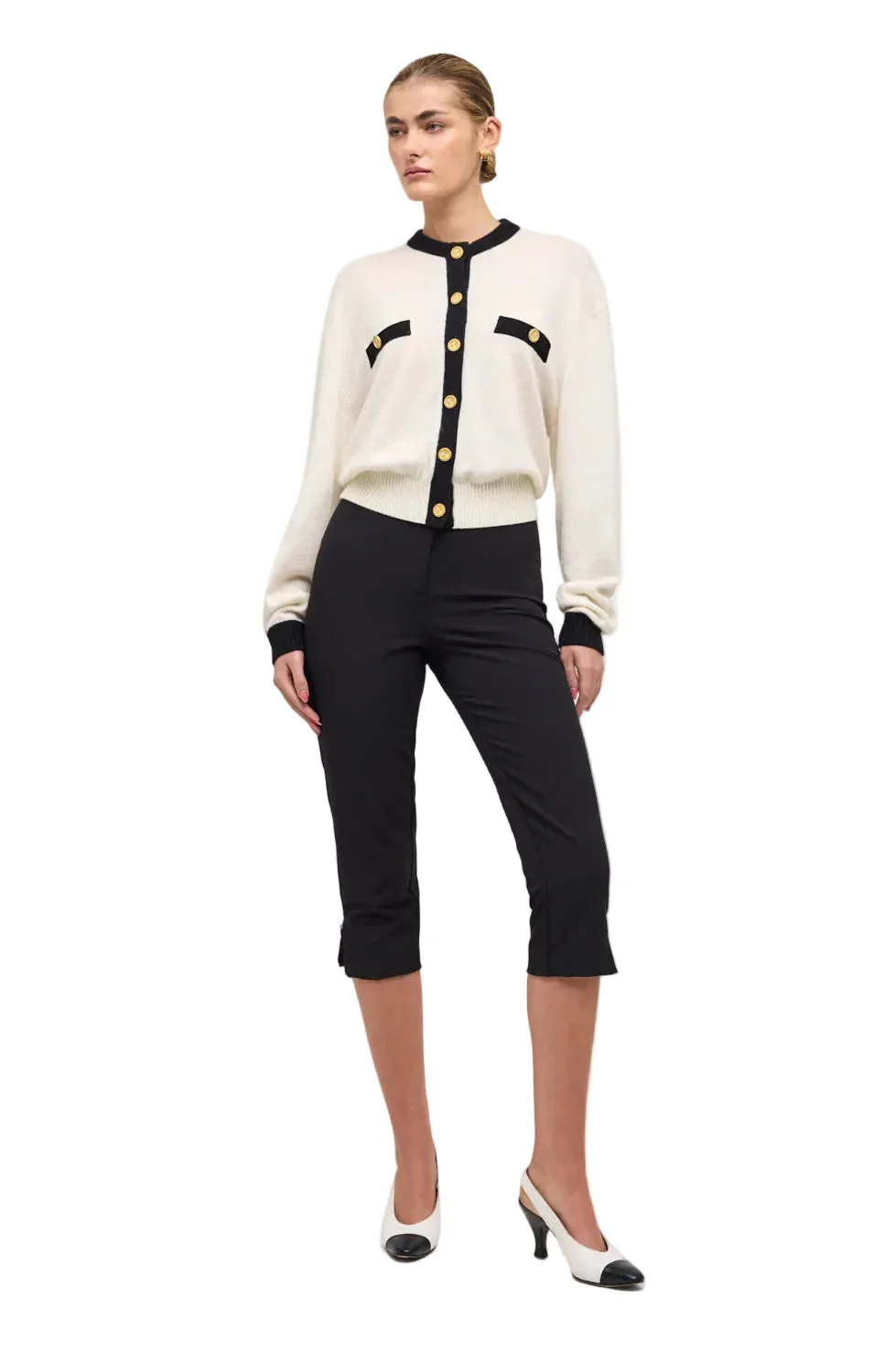 Gemma Cardigan | White/Black - Image 2
