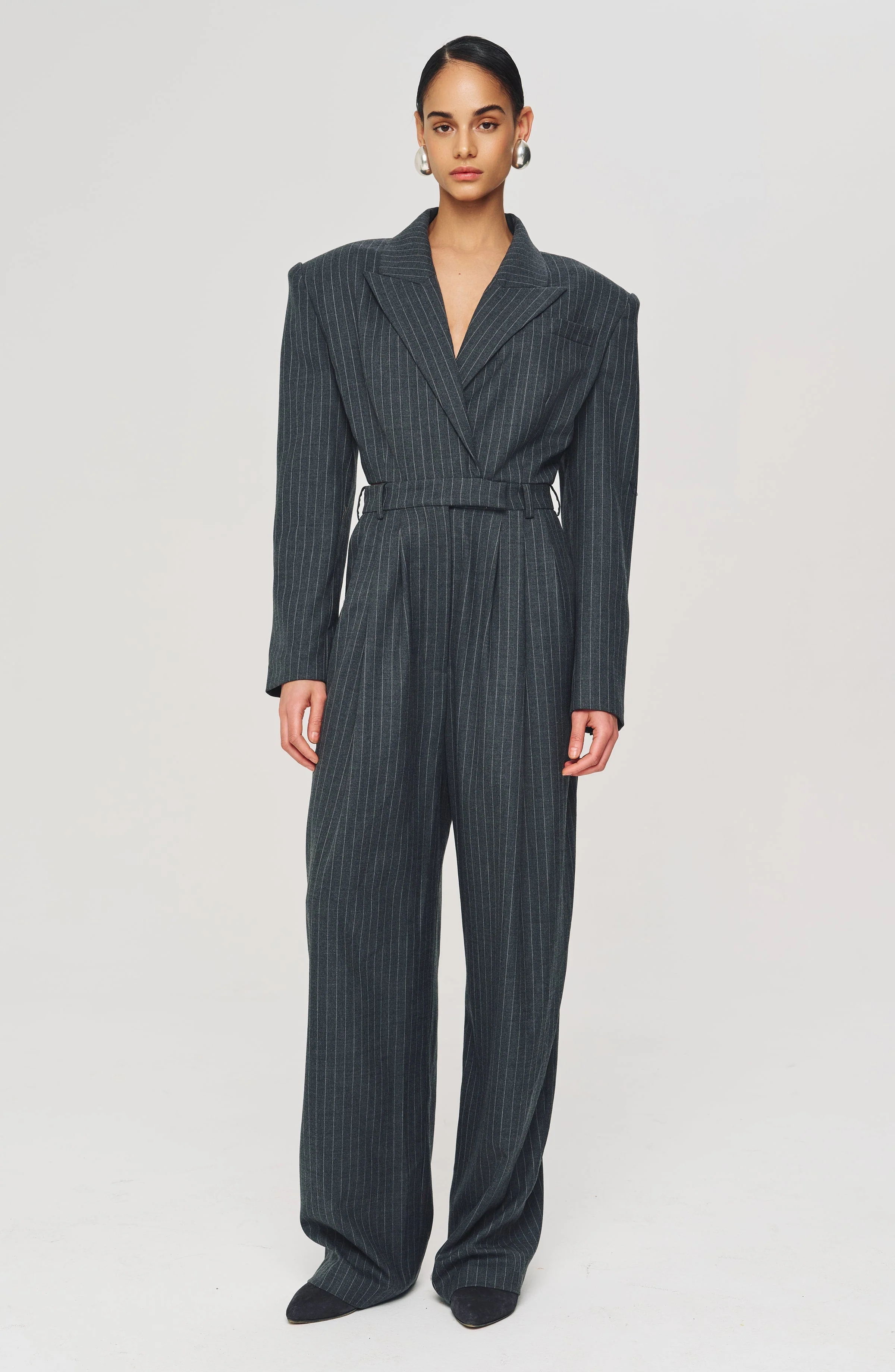Michelle Jumpsuit | Charcoal/White