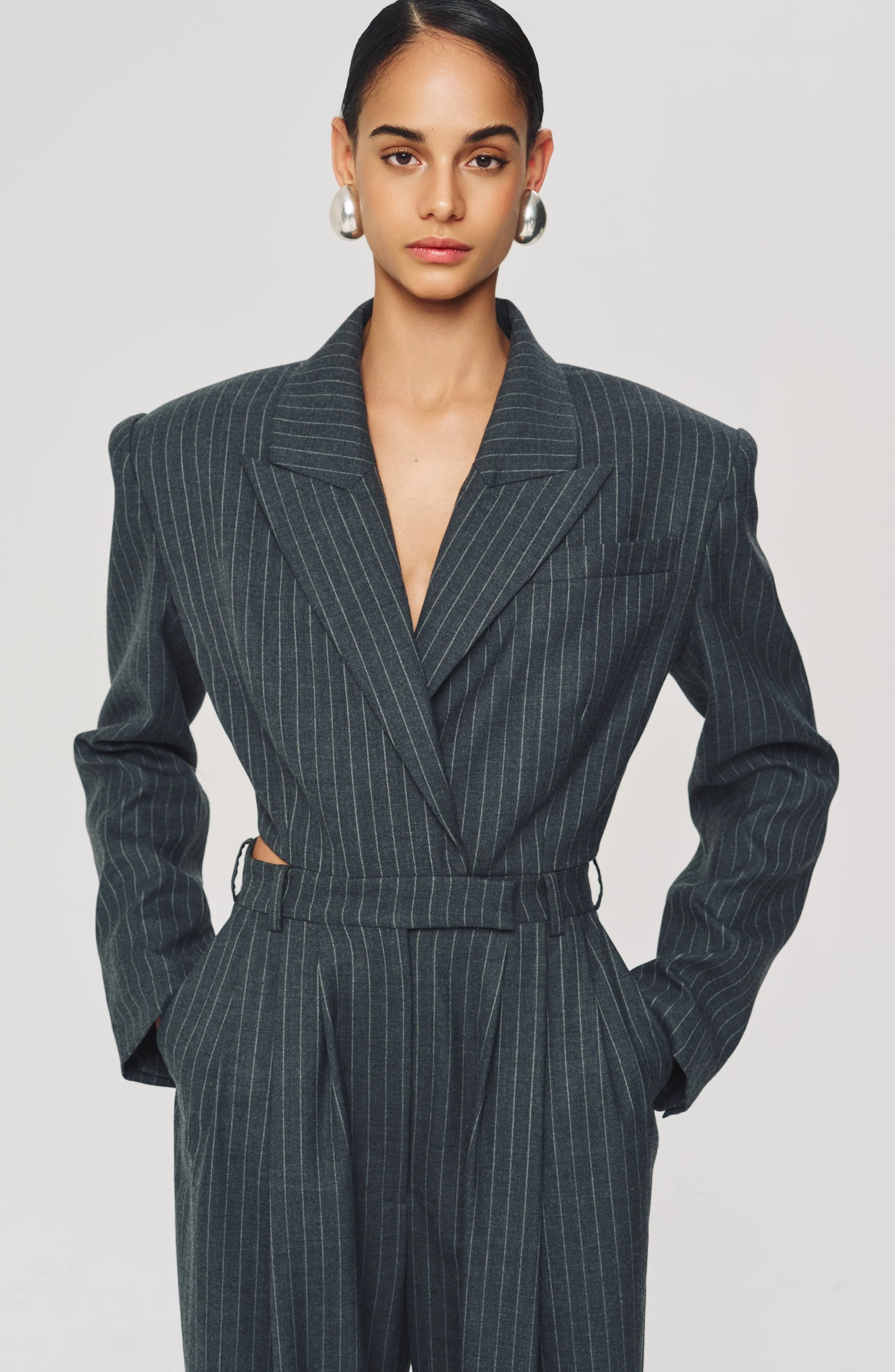 Michelle Jumpsuit | Charcoal/White - Image 2