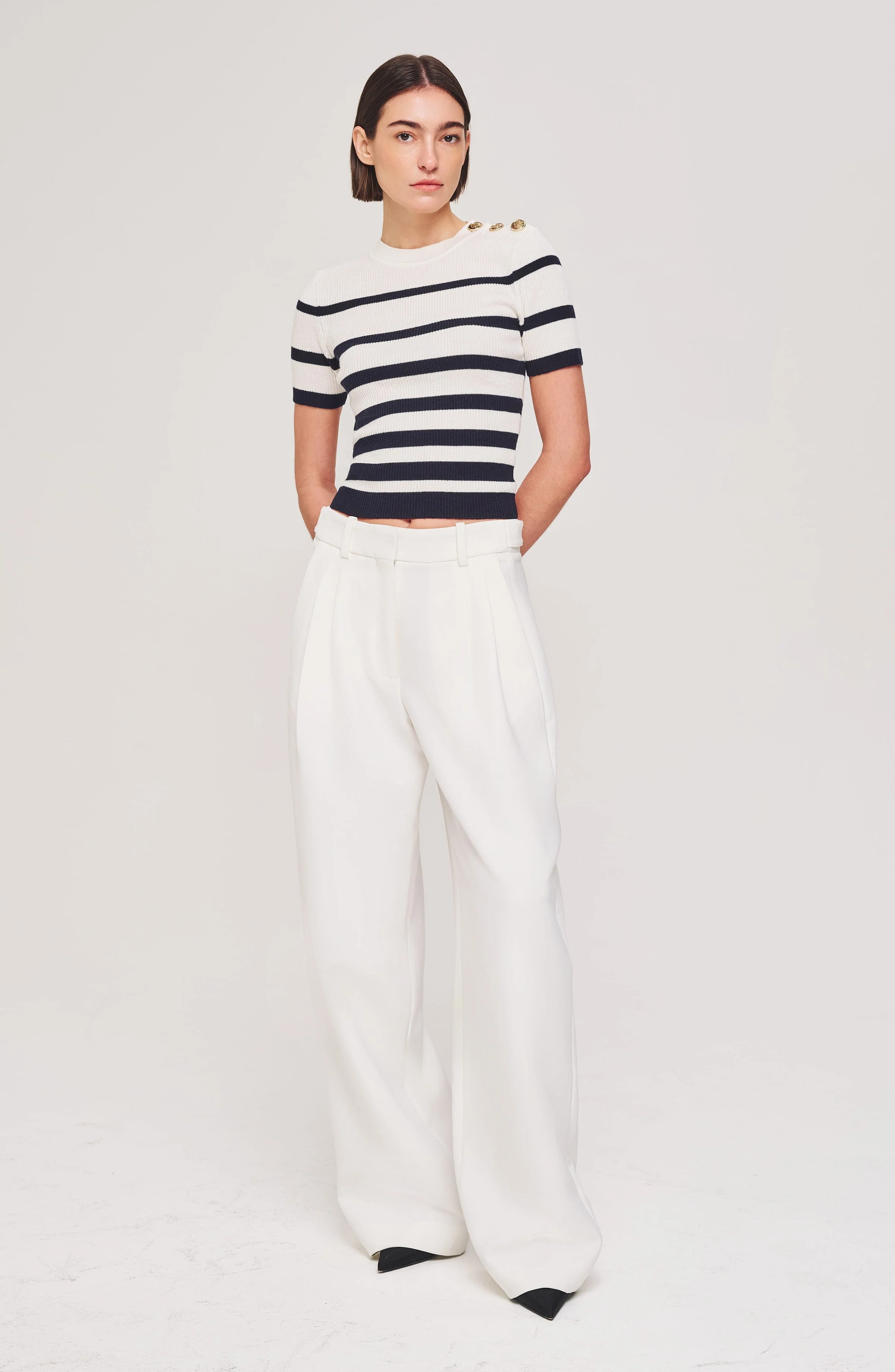 Tiara Knit Top | Ivory/Navy - Image 2