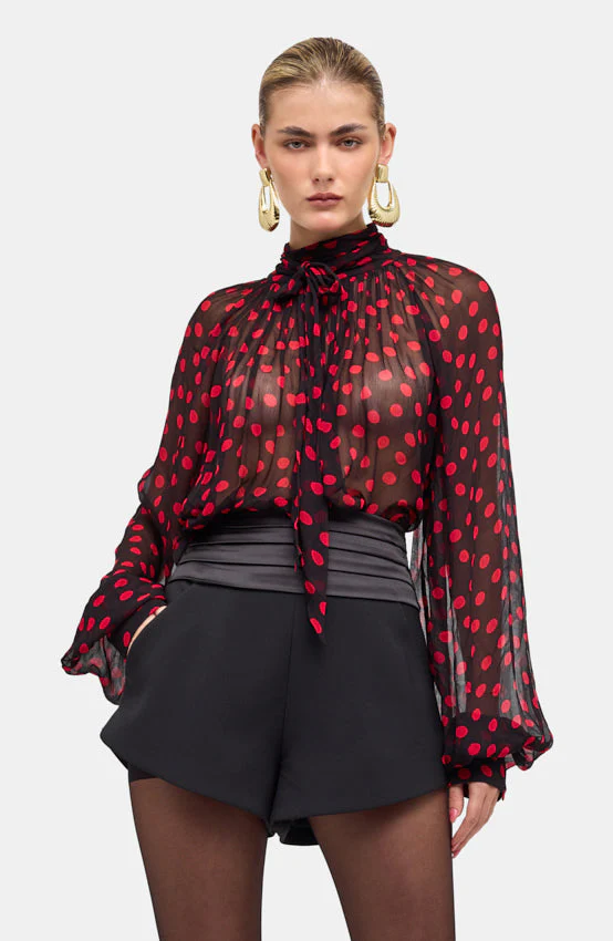 Zenia Top | Black/Red
