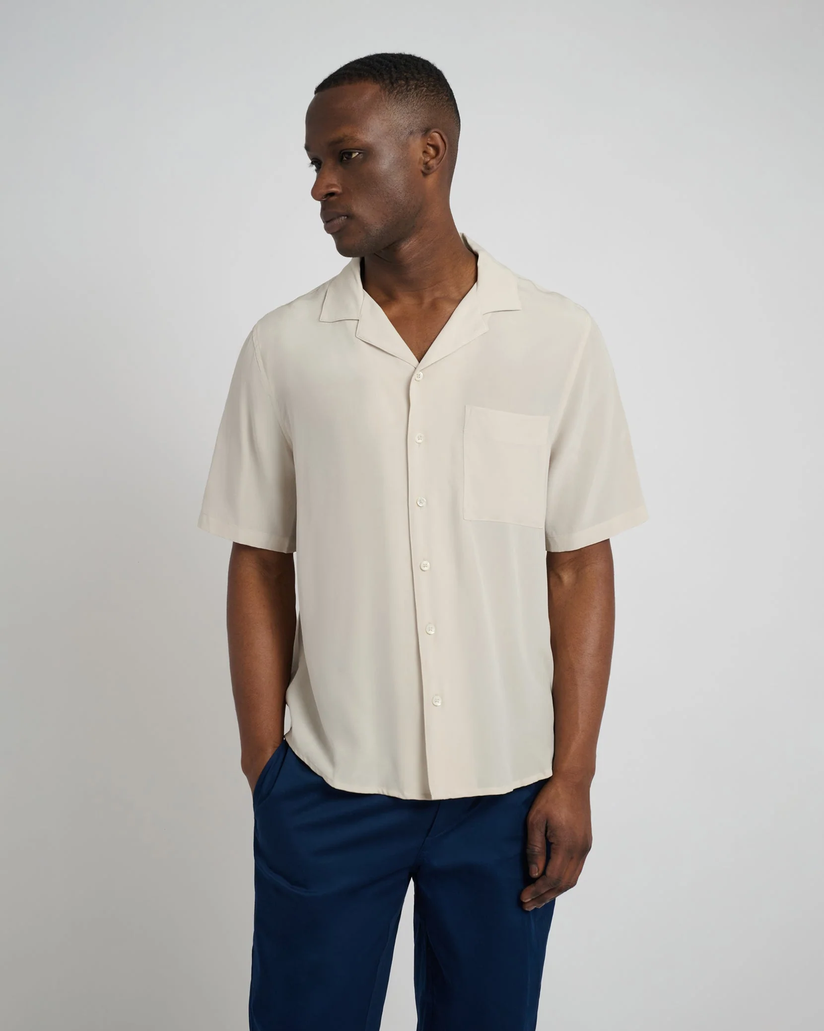 Mens | Silk Vacation Shirt | Stone - Image 3
