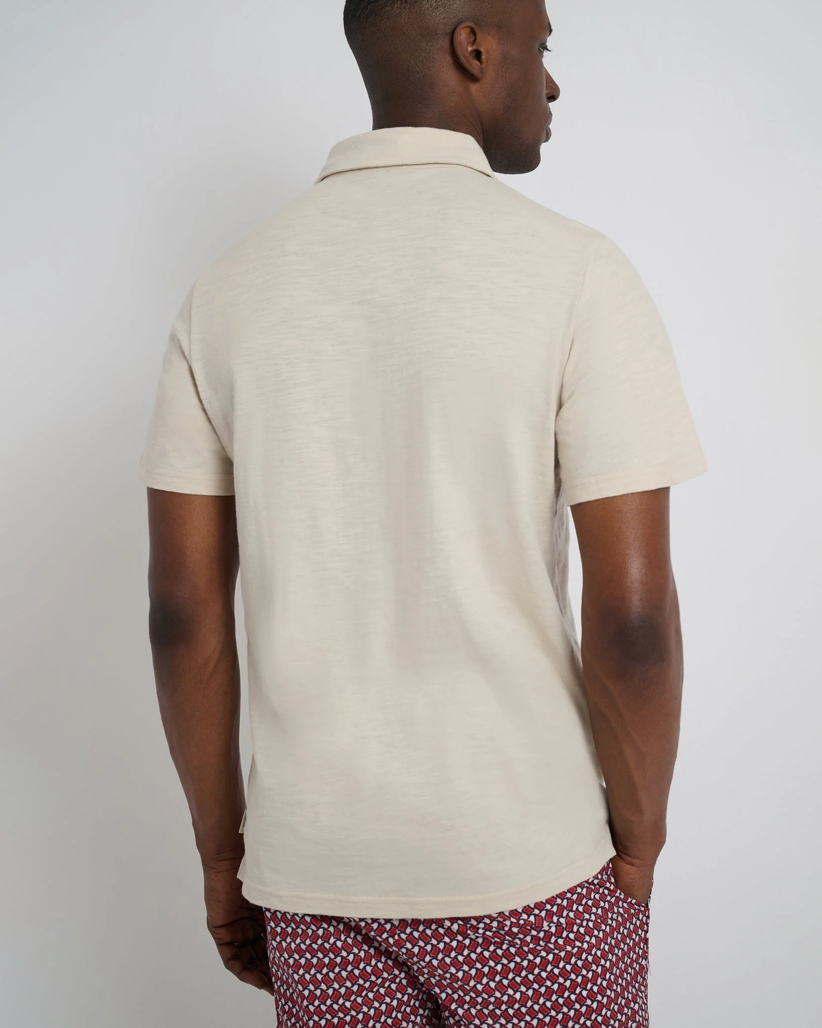Mens | Slub Short Sleeve Polo | Stone - Image 5