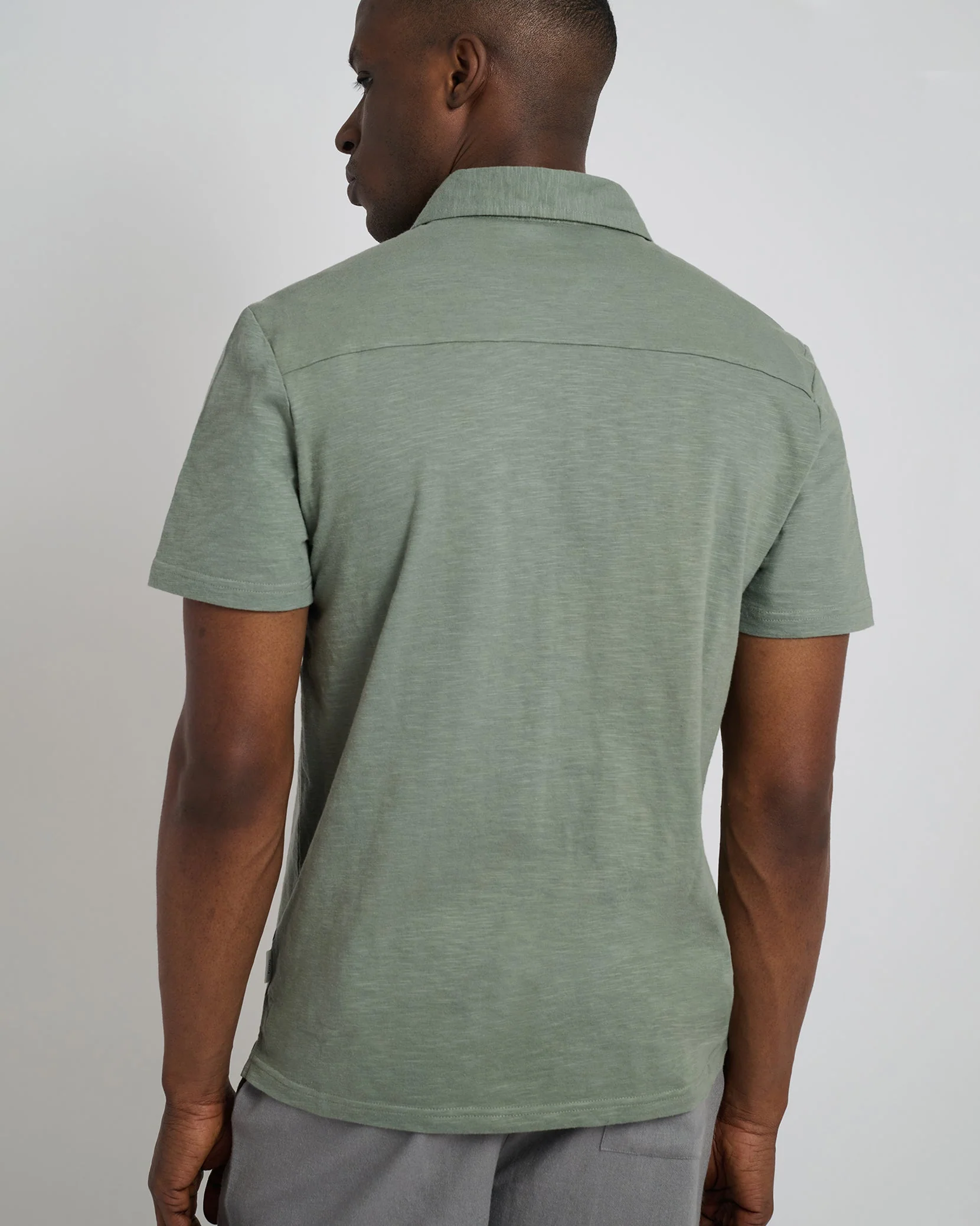Mens | Slub Short Sleeve Polo | Agave - Image 5