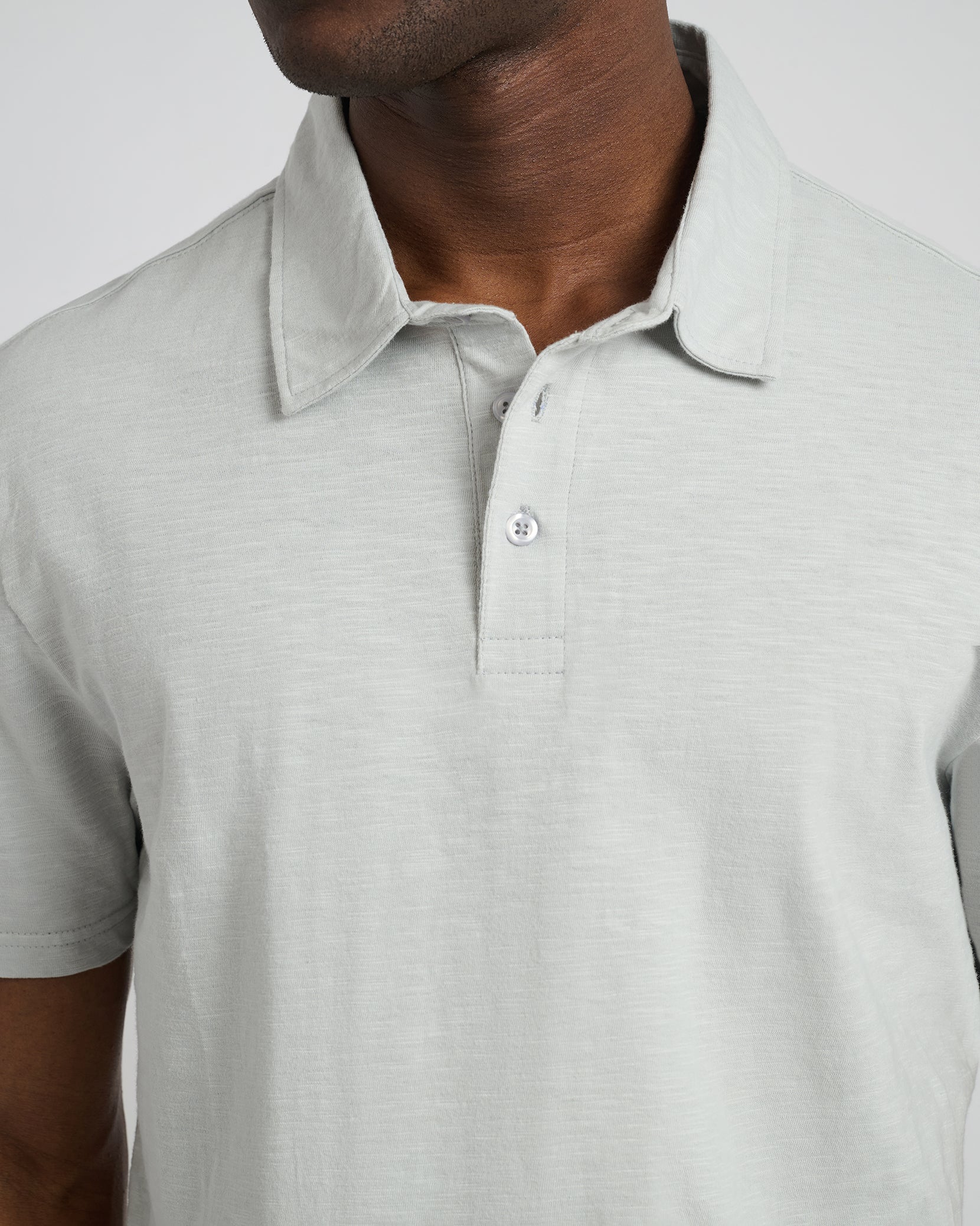 Mens | Slub Short Sleeve Polo | Light Gray - Image 3