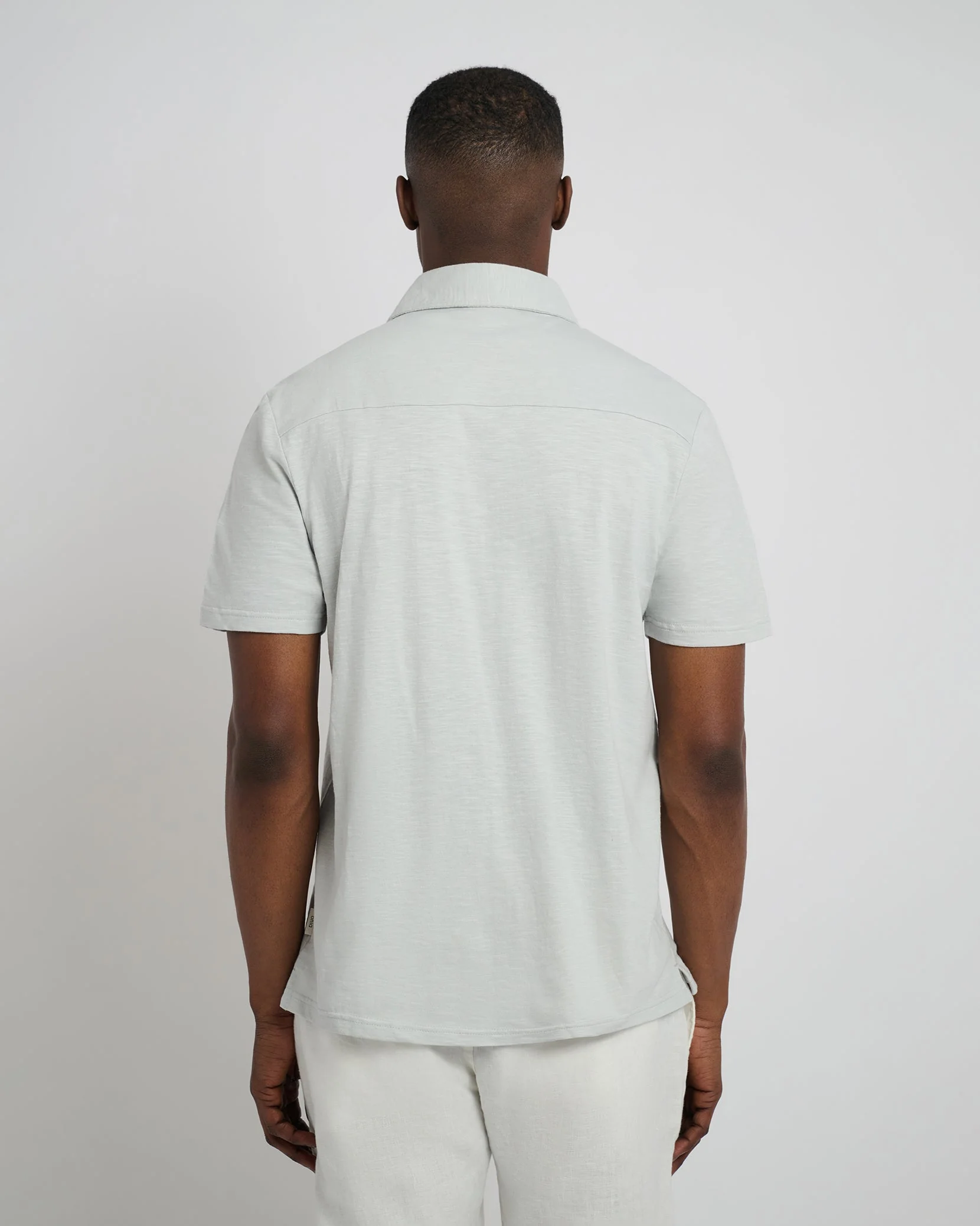 Mens | Slub Short Sleeve Polo | Light Gray - Image 5