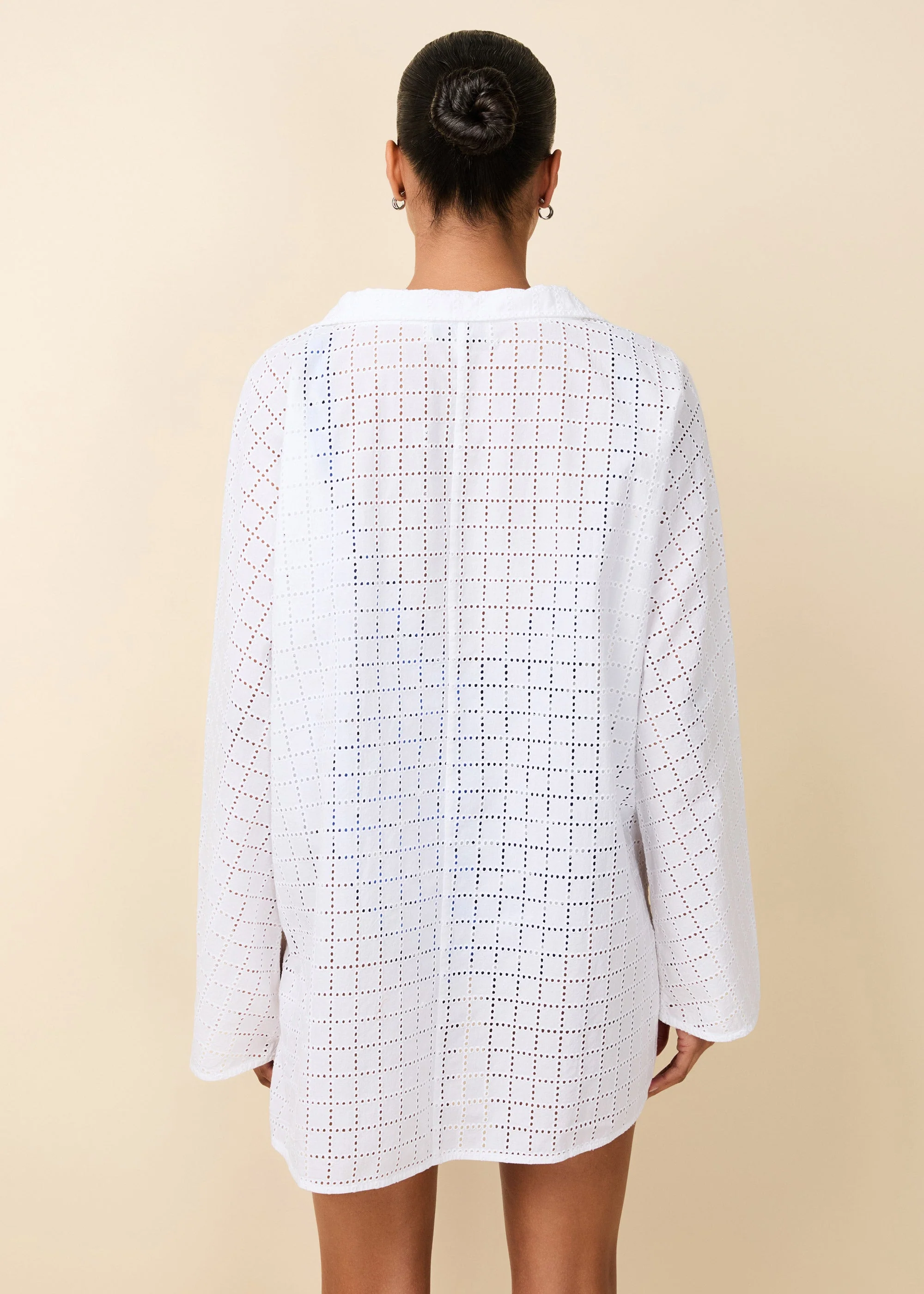 Alba Tunic Grid Eyelet | Optic White - Image 3