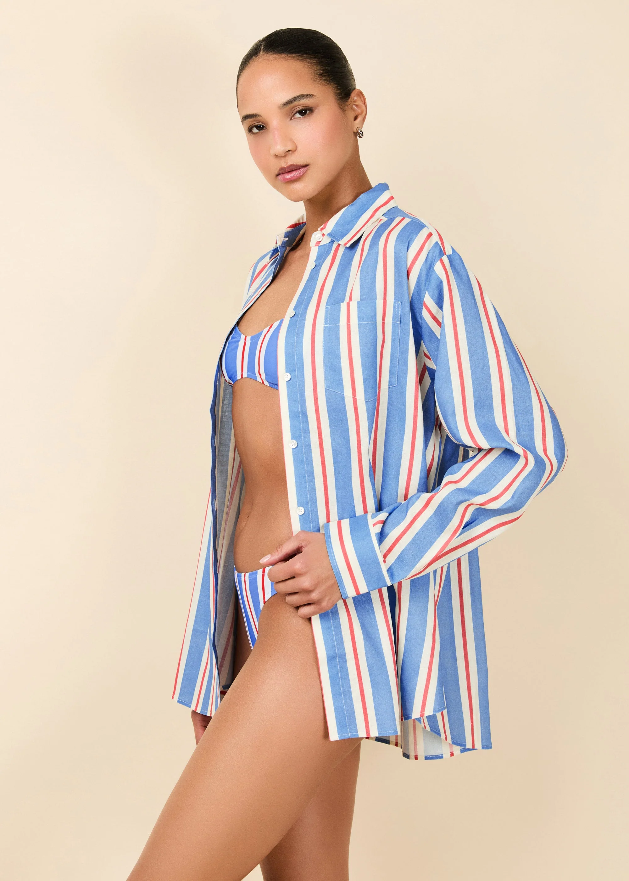 Avril Button Down | Americana Stripe