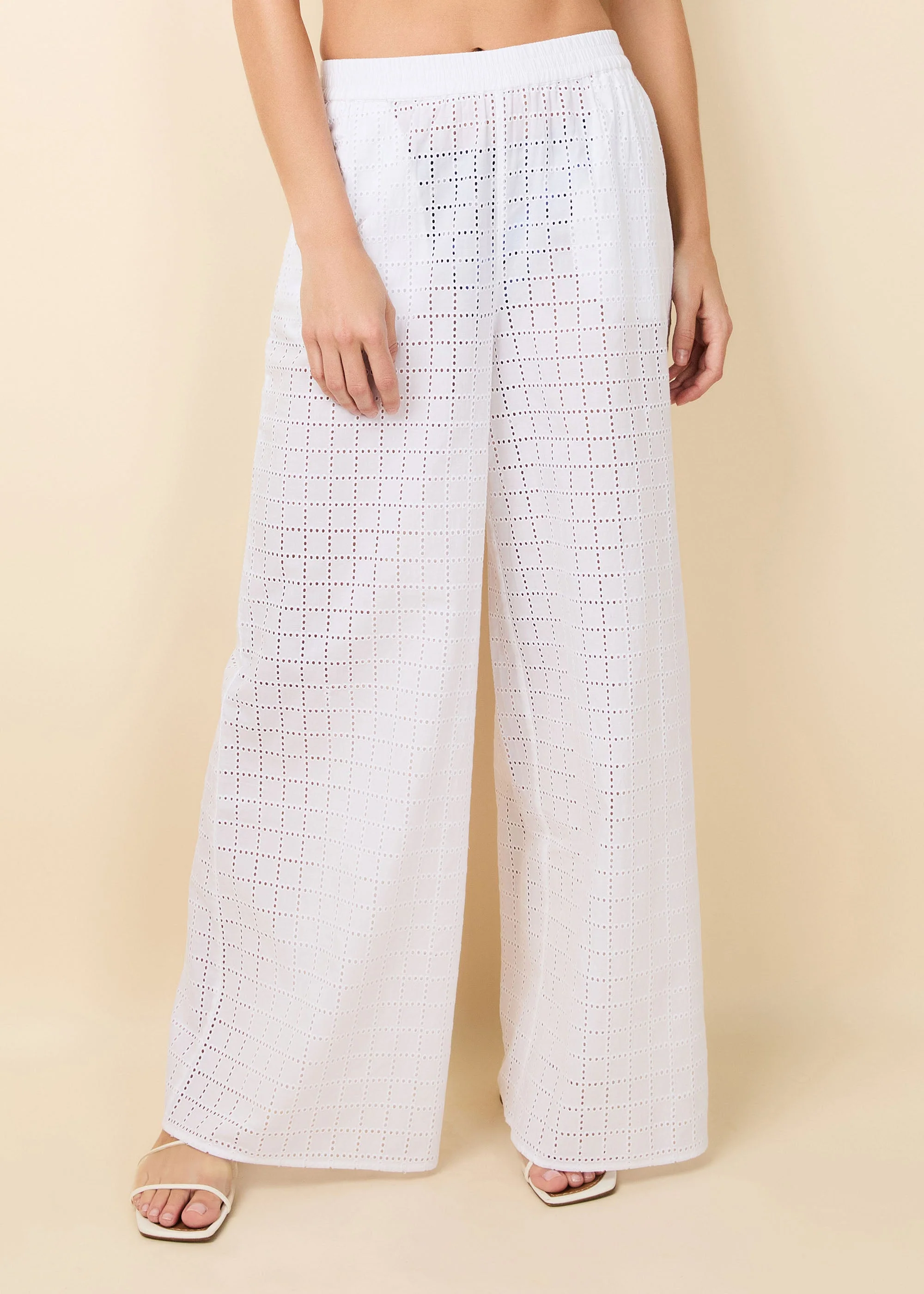Delaney Pant Grid Eyelet | Optic White