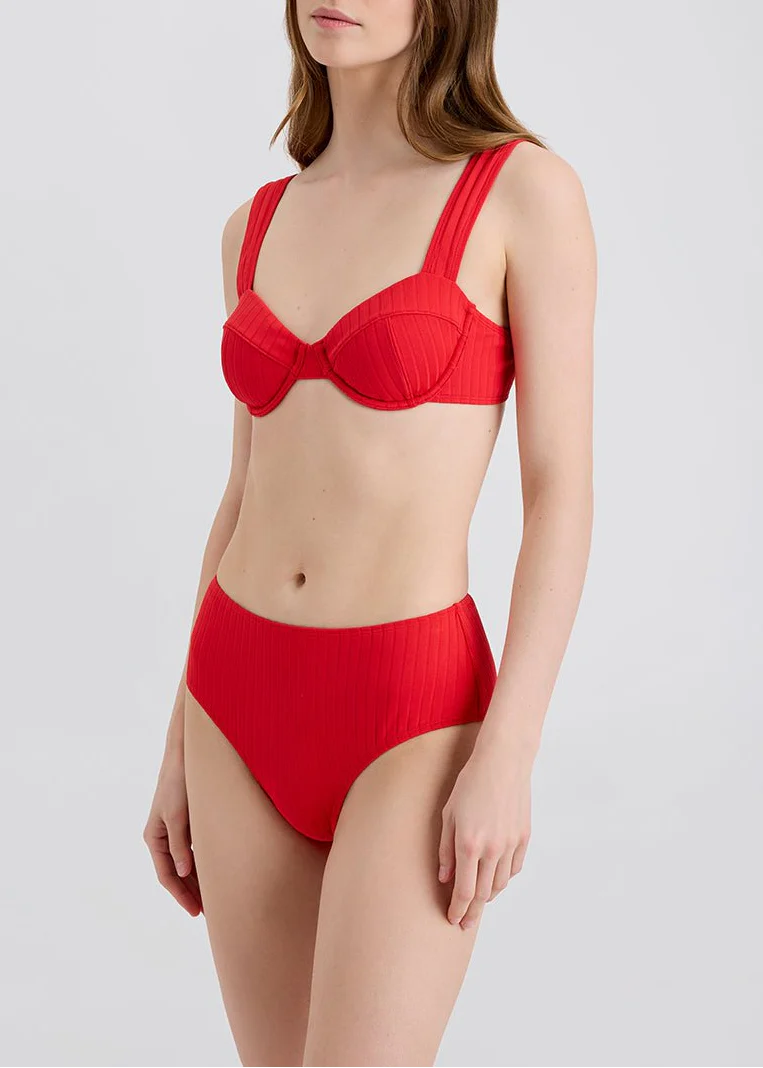Lilo Ribbed Bikini Top | Lipstick Red