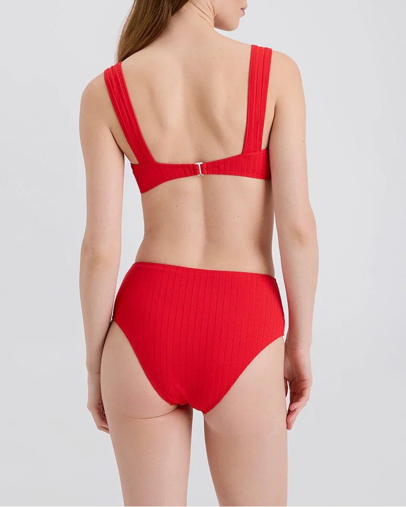 Lilo Ribbed Bikini Top | Lipstick Red - Image 2