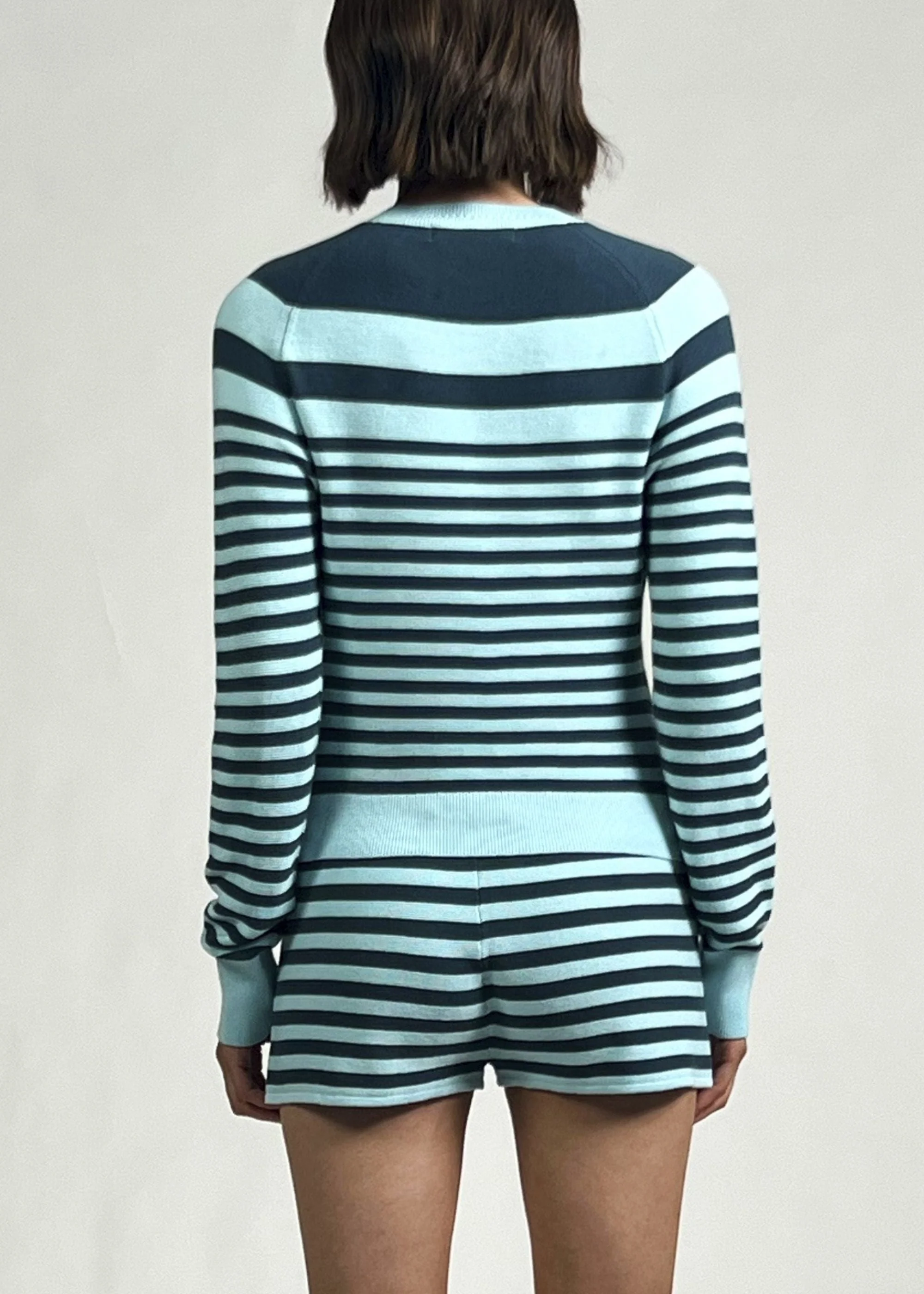 Manny Sweater | Evergreen / Sky Stripe - Image 2