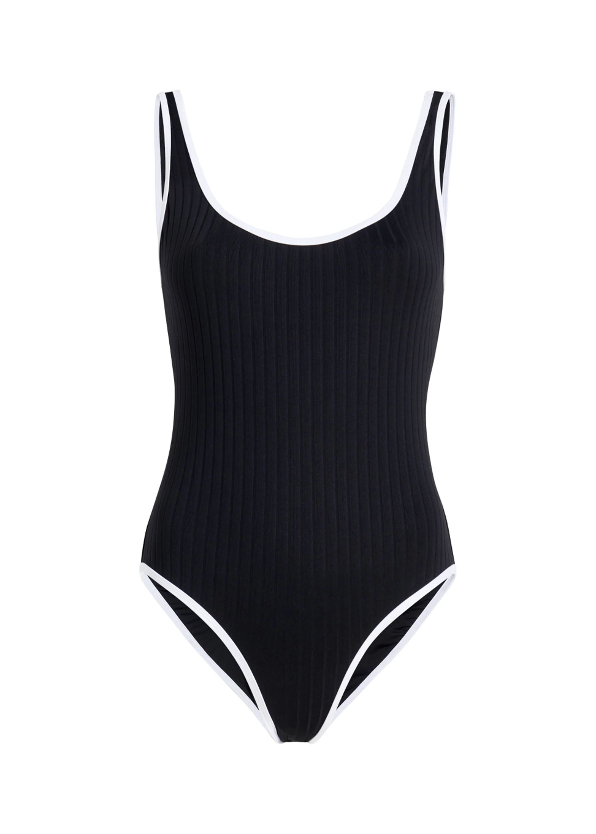 Anne-Marie Ribbed One Piece | Noir / Optic White - Image 5