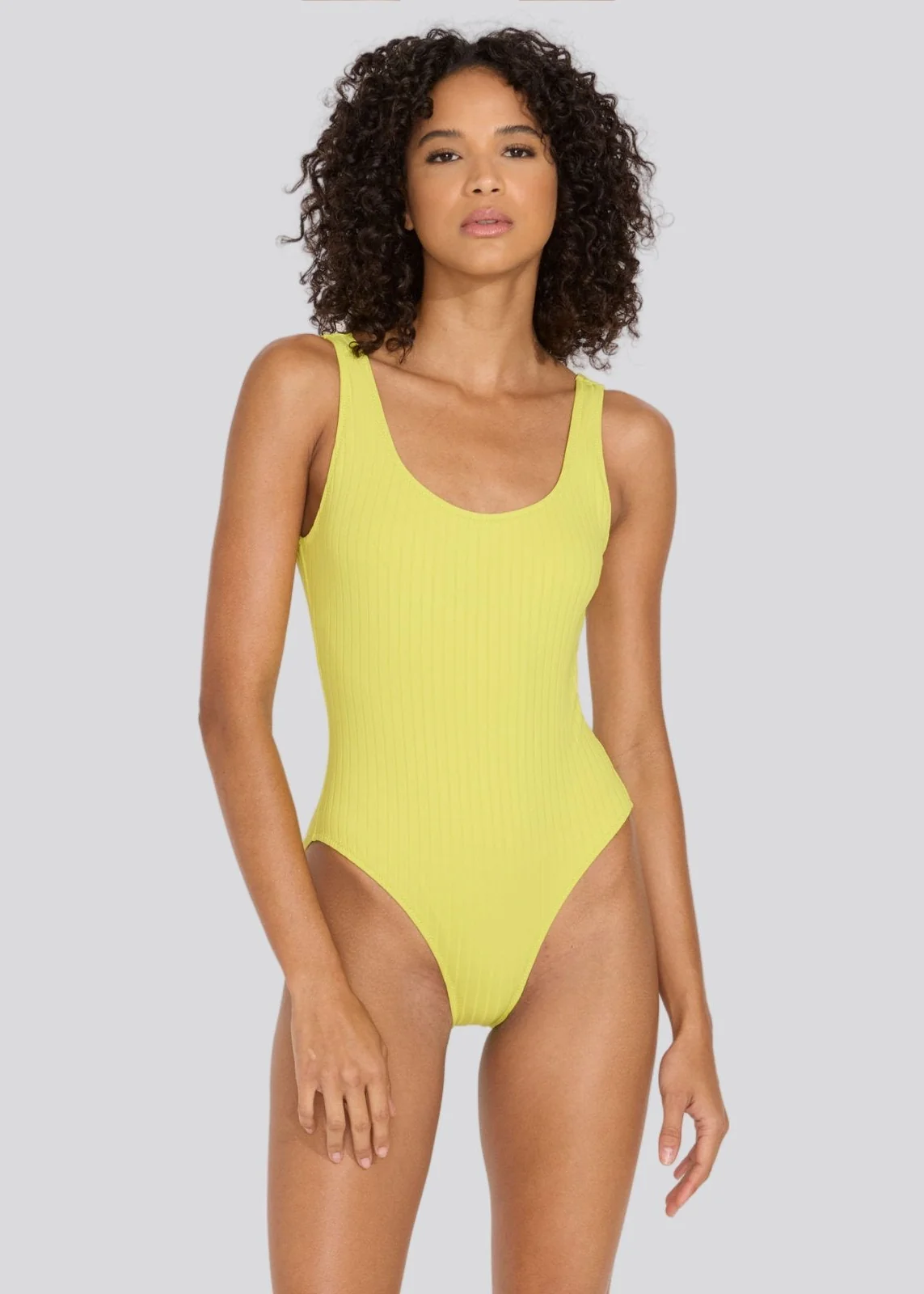 Anne-Marie Ribbed One Piece | Chartreuse