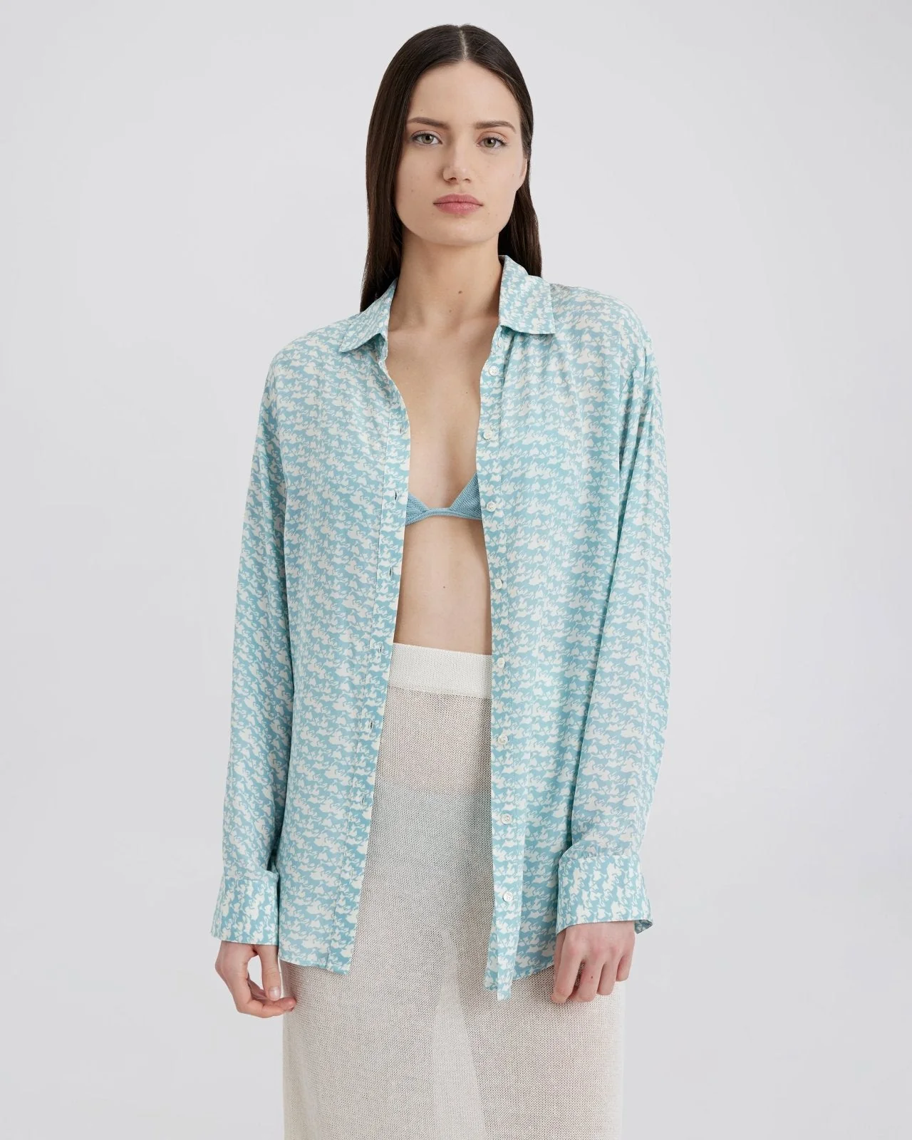 Delmore Button Down Shirt | Horse Print Hazy Blue - Image 2