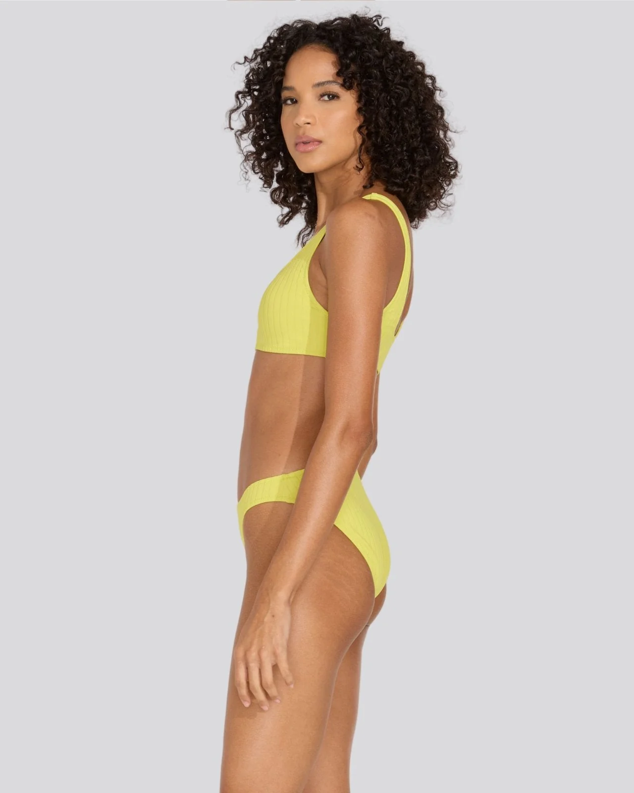 Elle Ribbed Bikini Bottom | Chartreuse - Image 4