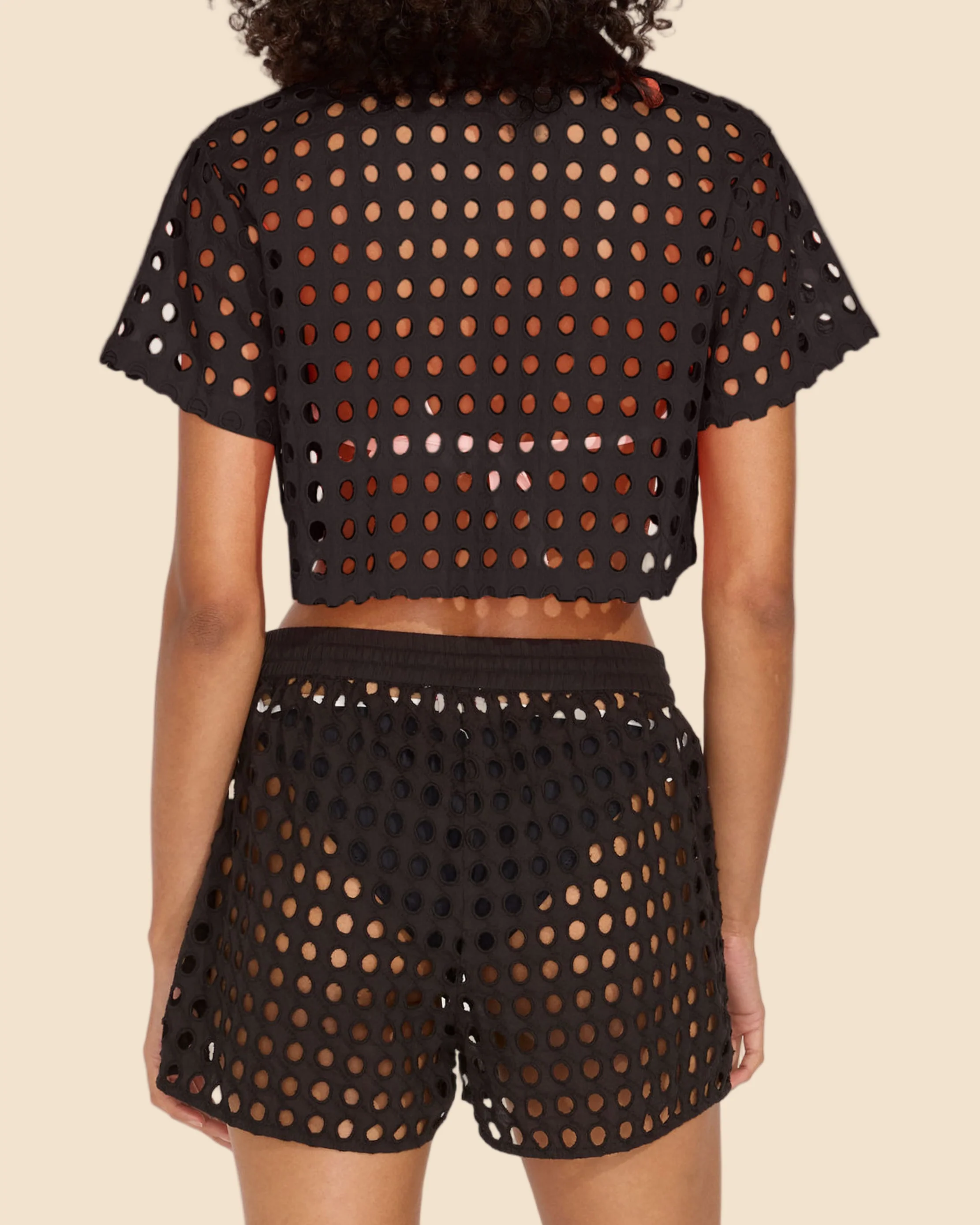 Cropped Cabana Shirt Classic Eyelet | Noir - Image 2