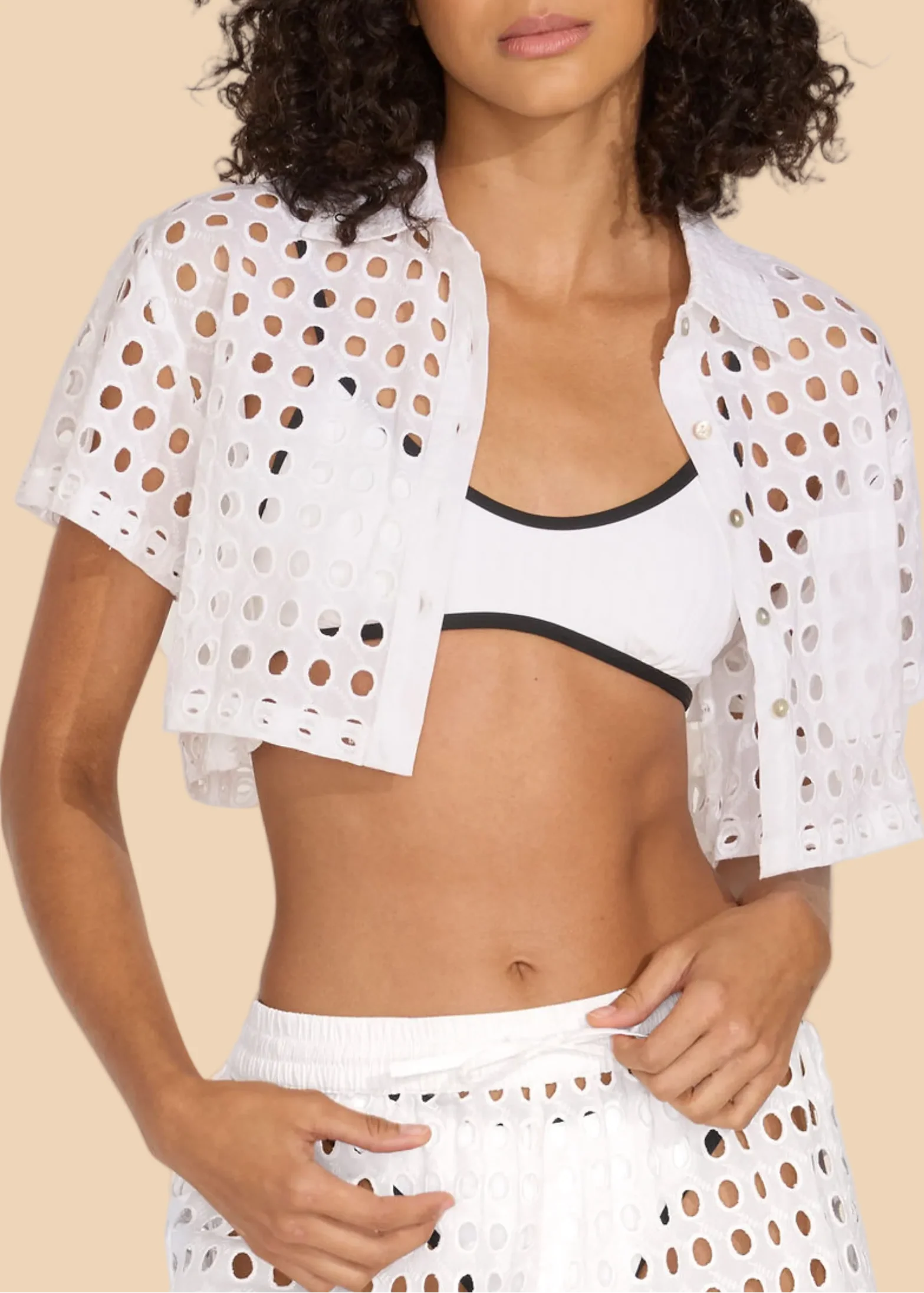Cropped Cabana Shirt Classic Eyelet | Optic White