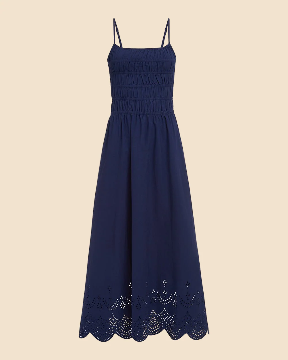 Delta Midi Dress Eyelet Hem | French Navy - Image 4