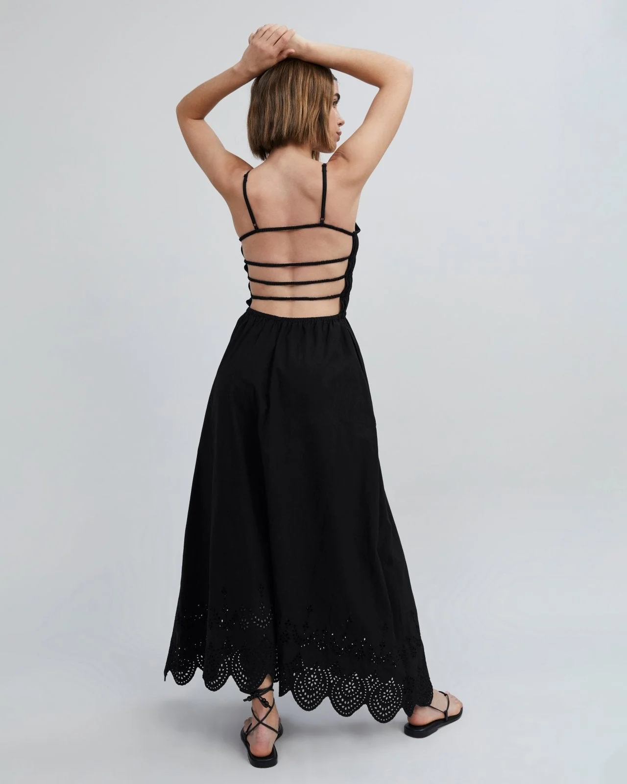 Eyelet Delta Midi Dress | Noir - Image 3