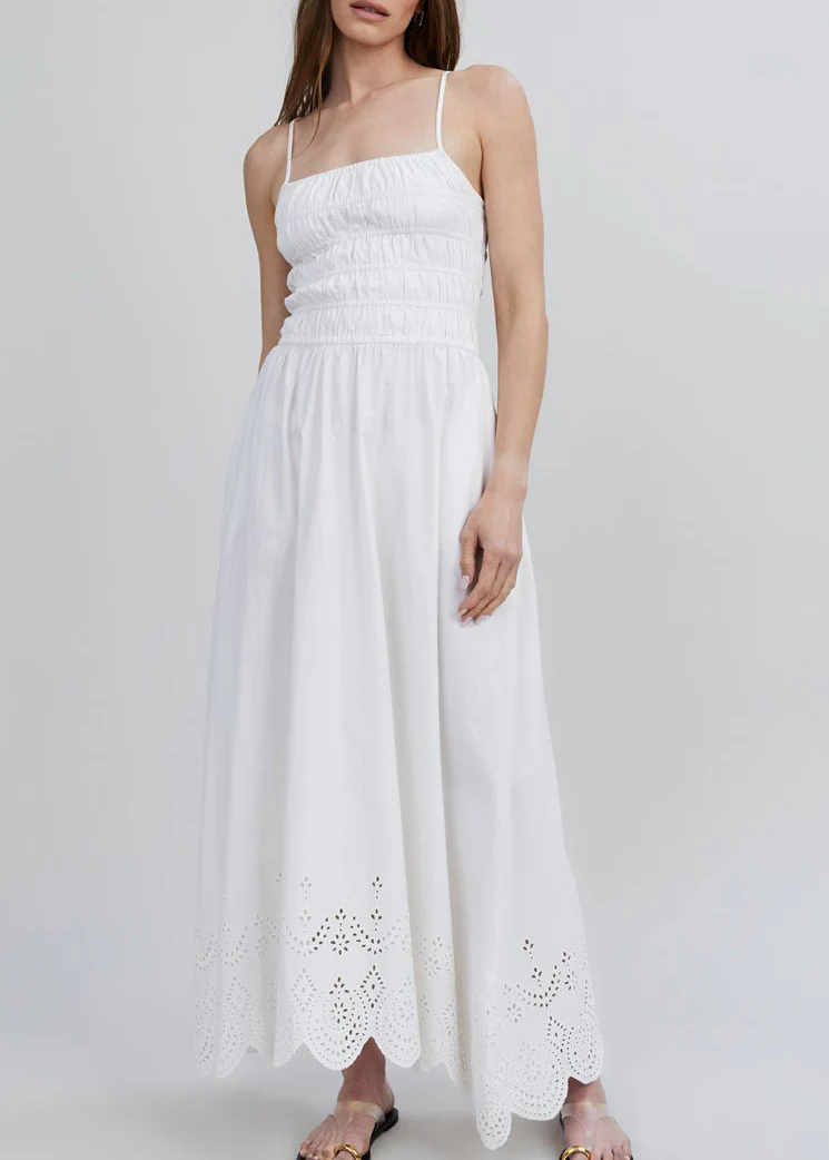 Eyelet Delta Midi Dress | Optic White