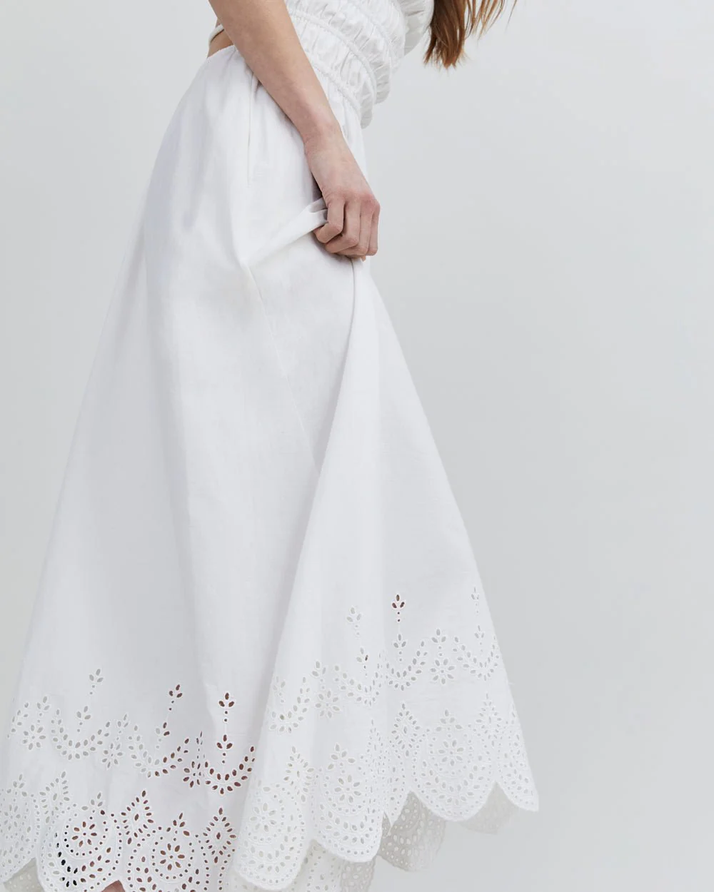 Eyelet Delta Midi Dress | Optic White - Image 4