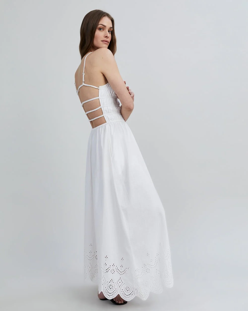 Eyelet Delta Midi Dress | Optic White - Image 6