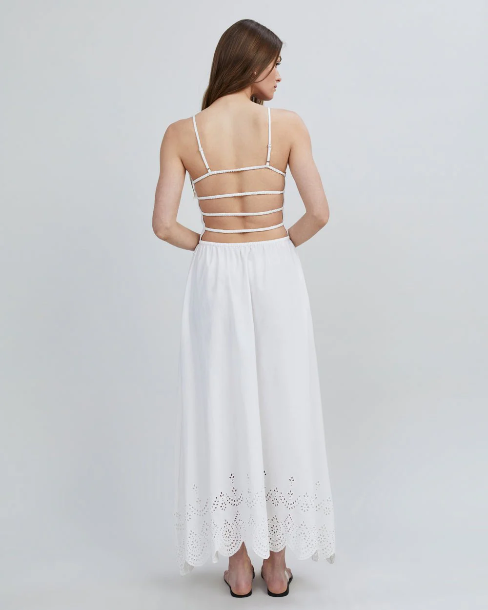 Eyelet Delta Midi Dress | Optic White - Image 7