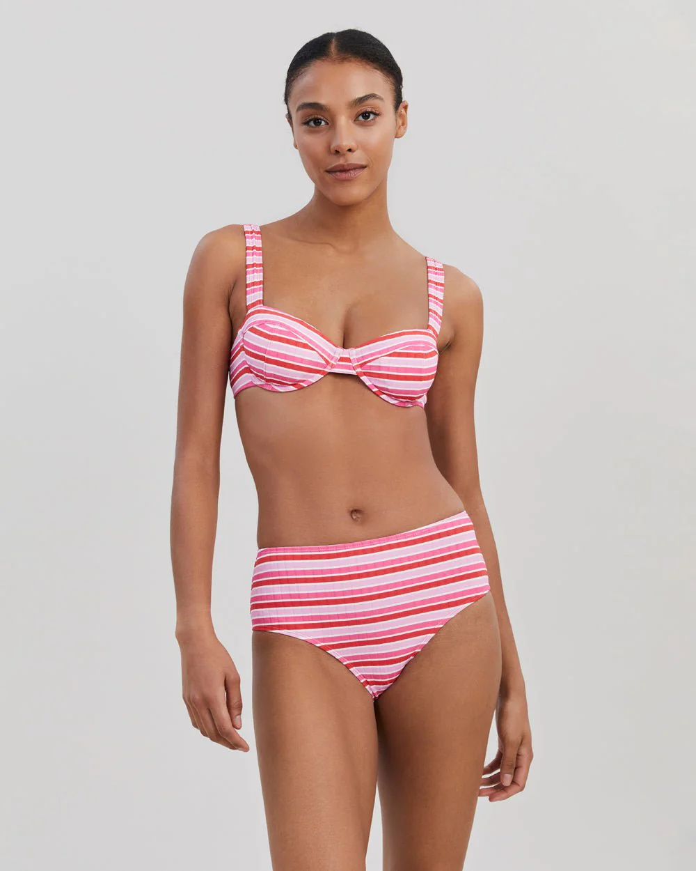 Lilo Ribbed Bikini Bottom | Pink Multi Stripe - Image 3