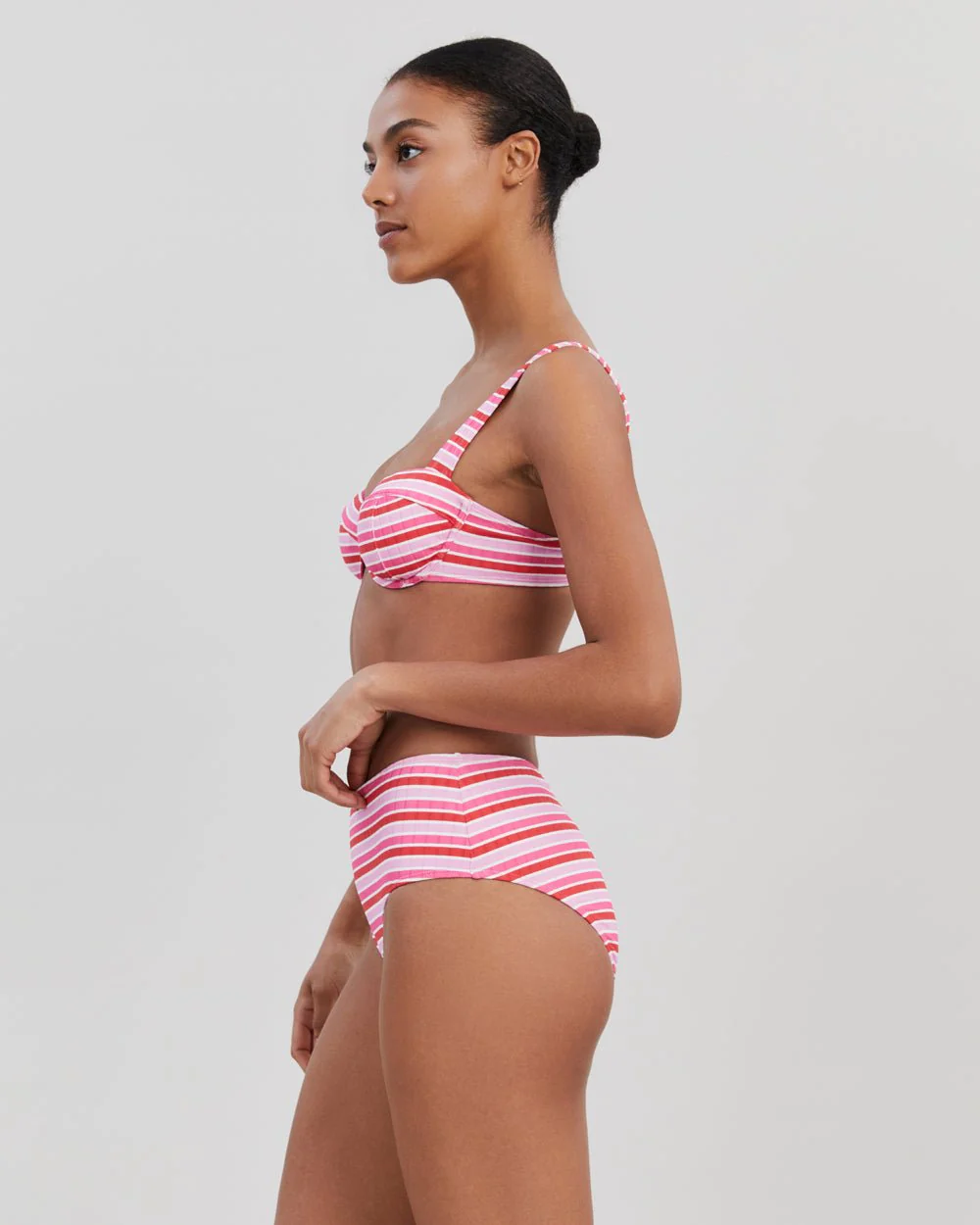 Lilo Ribbed Bikini Bottom | Pink Multi Stripe - Image 4
