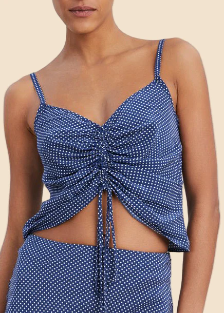 Lucia Adjustable Tank | Midnight Blue Polka Dot