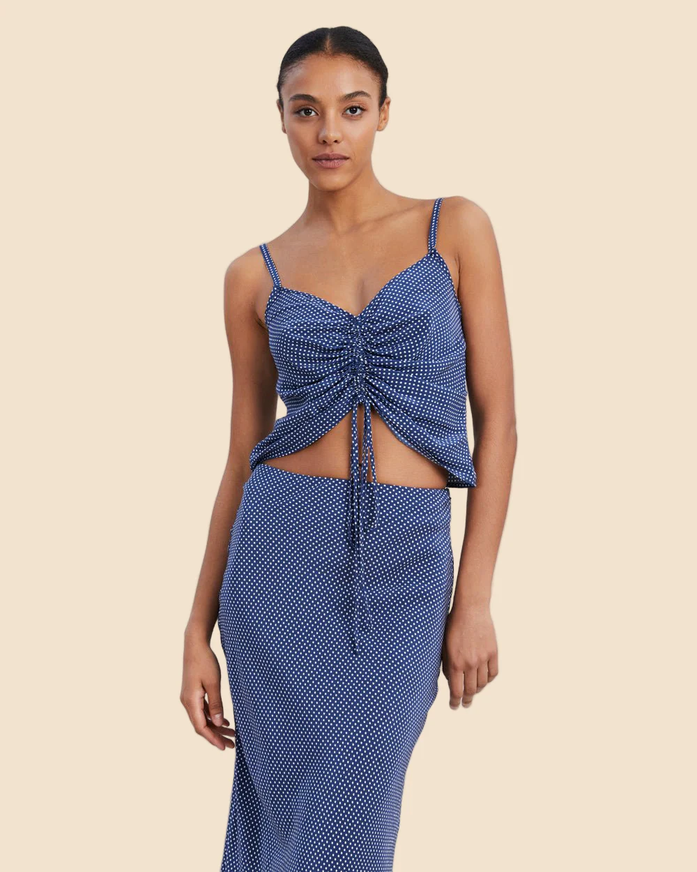 Lucia Adjustable Tank | Midnight Blue Polka Dot - Image 2